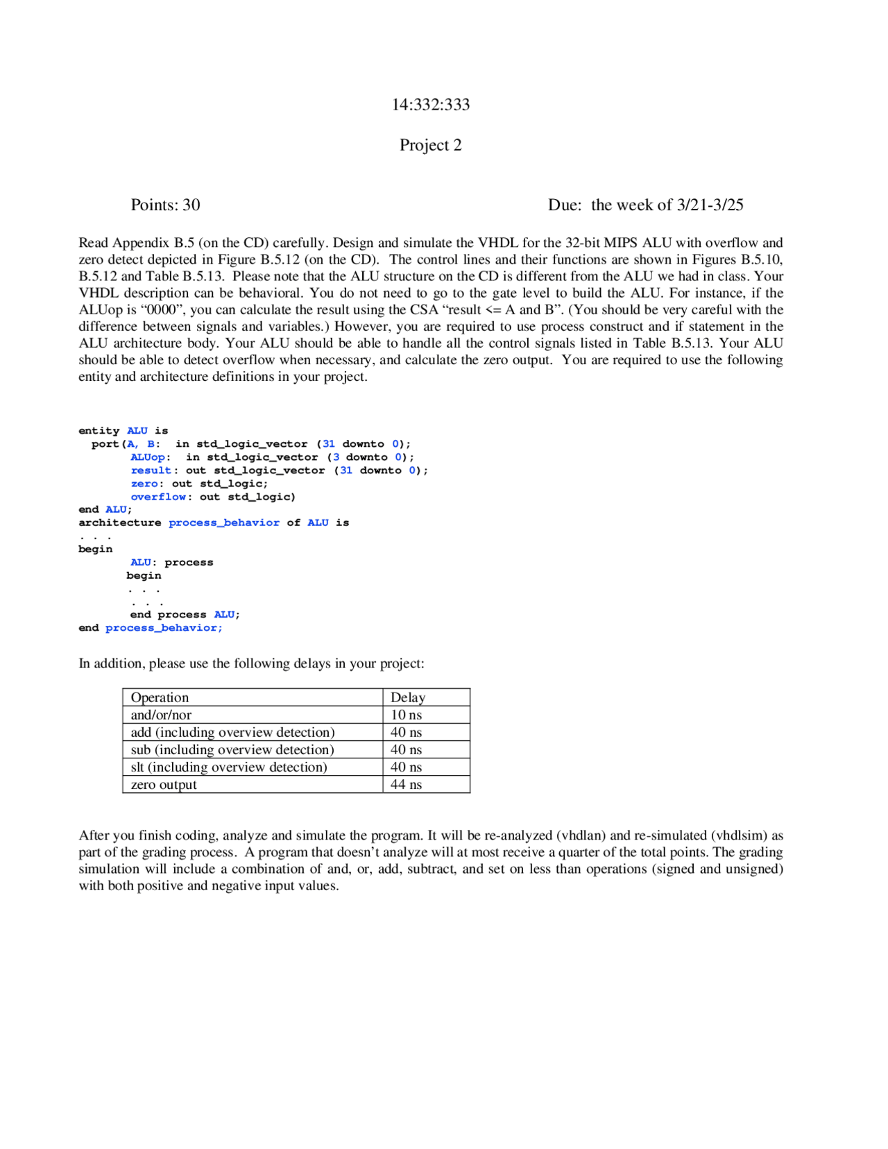 Project 2 Computer Architecture Lab 332 333 Docsity