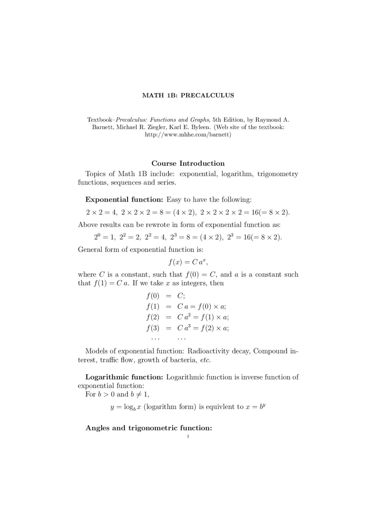 Precalculs Examples Introduction to Precalculus with Solved Examples - Study Guide | Math 1 ...
