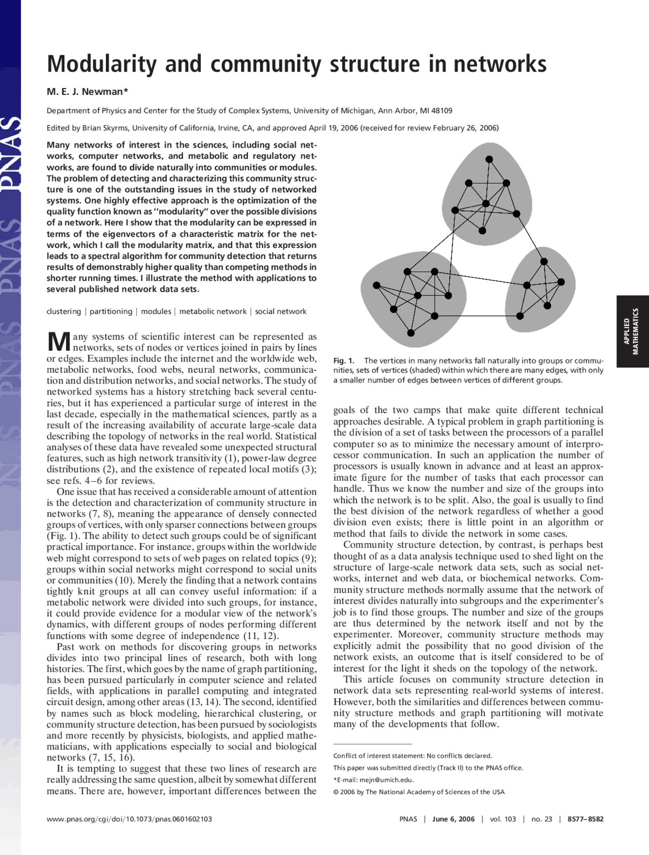 Modularity and Community Structure in Networks | CAP 5515 - Docsity