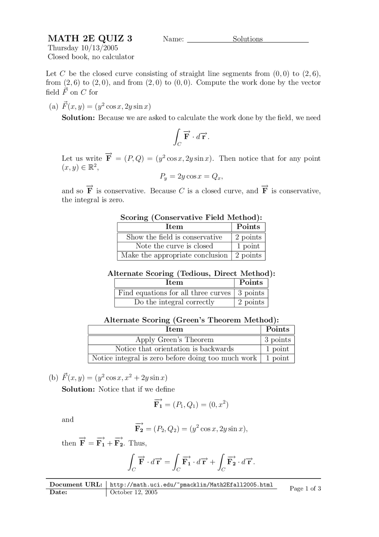 Quiz 3 with Solution for Calculus | Math 2 - Docsity