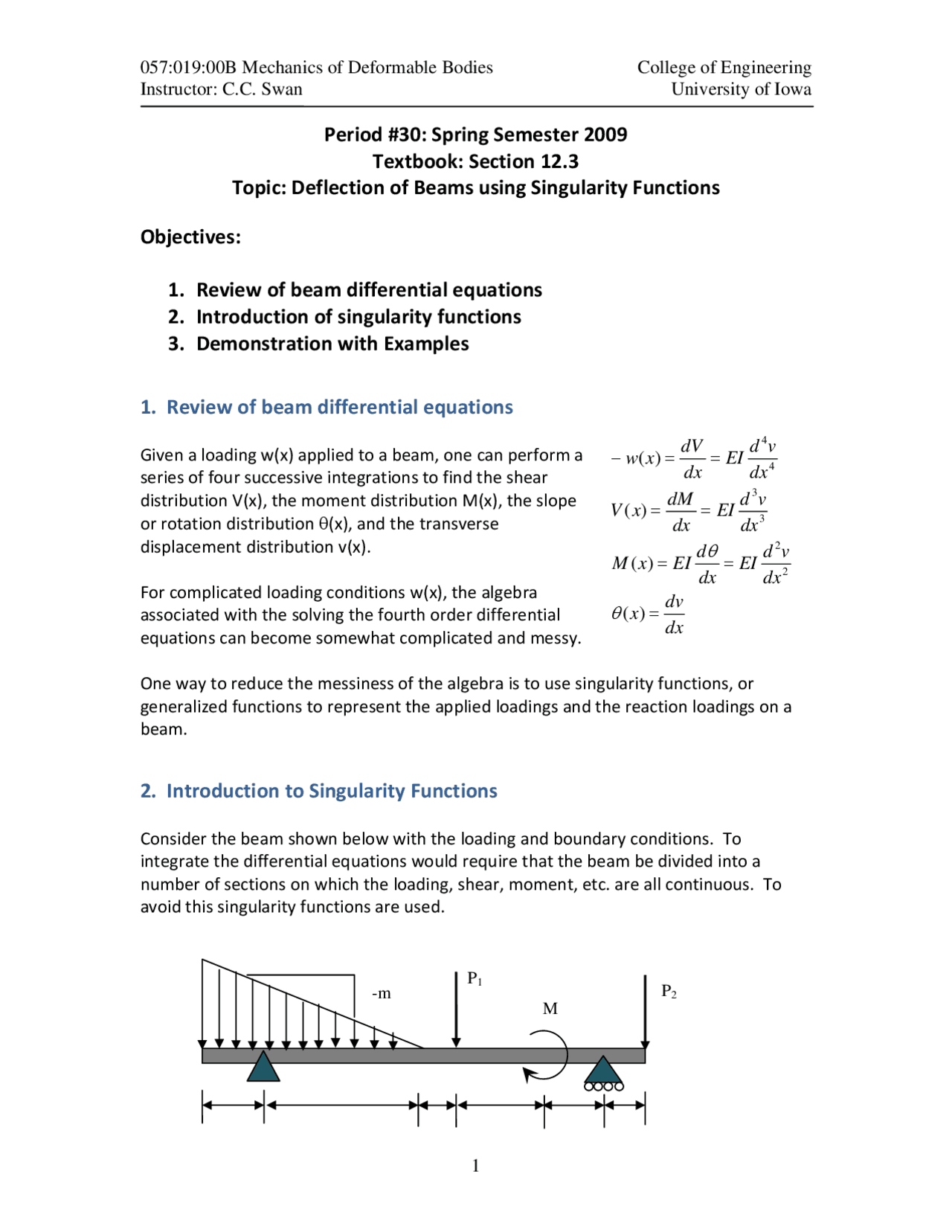 Deflection of Beams using Singularity Functions - Review Sheet | 057 ...
