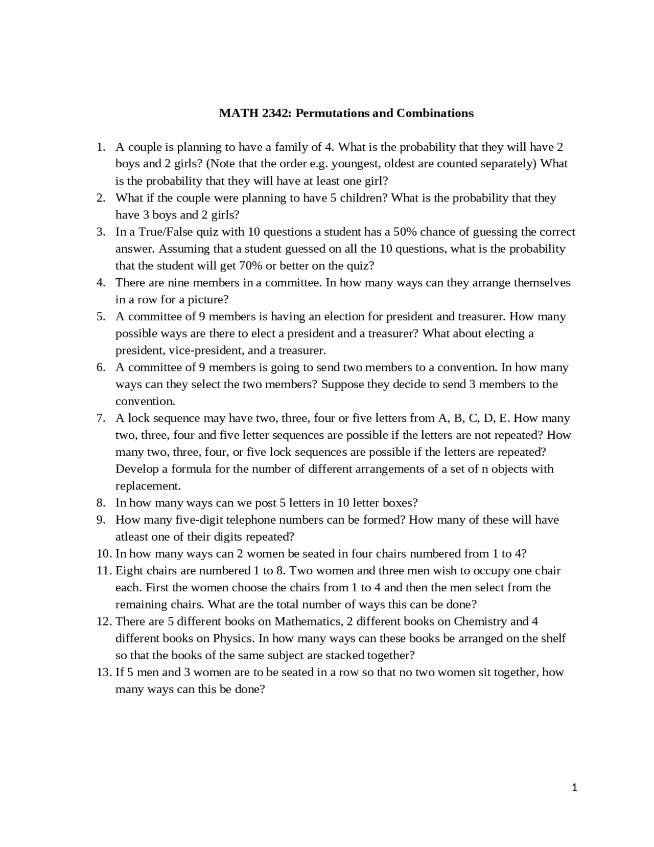 Quiz 4 on Permutations and Combinations - Data Analysis and Probability ...