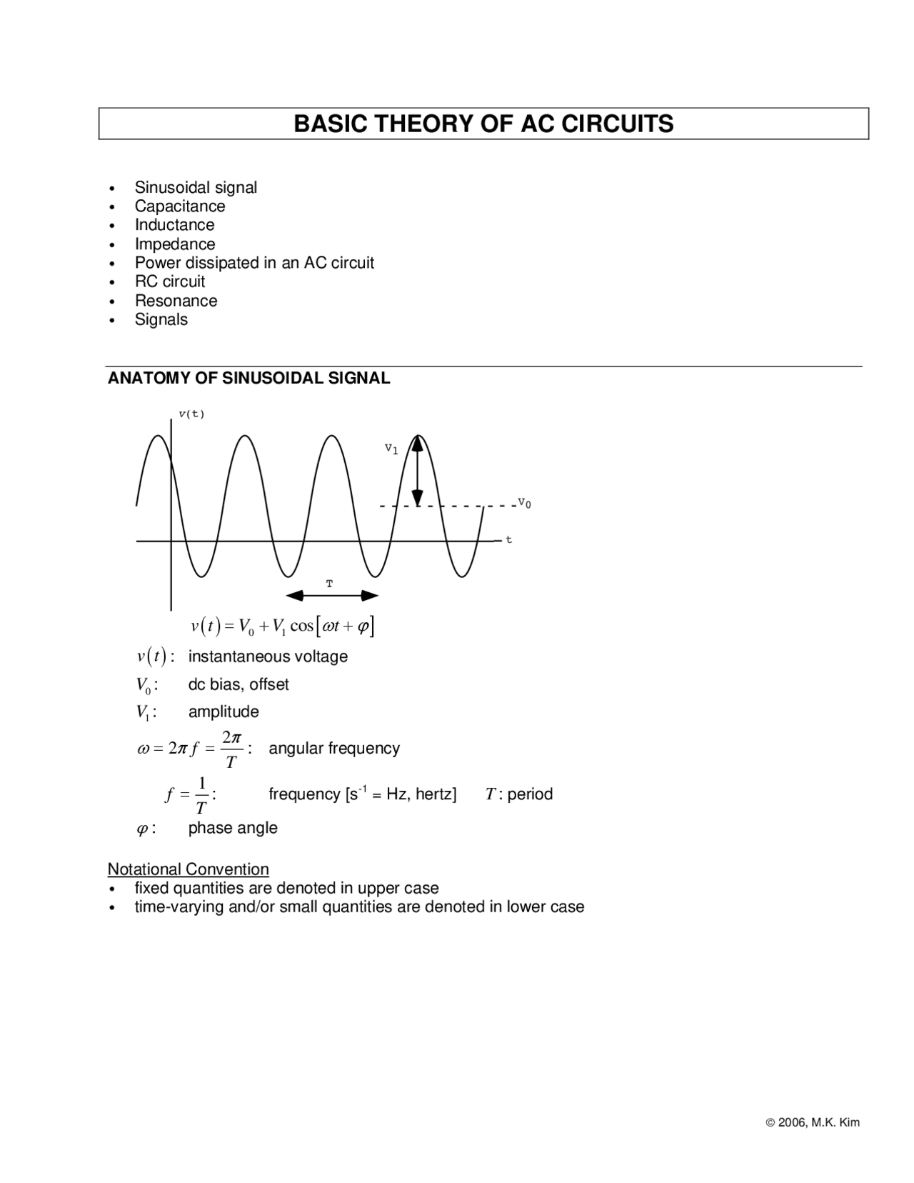 Basic Theory of AC Circuits - Lecture Notes | PHY 4744C - Docsity