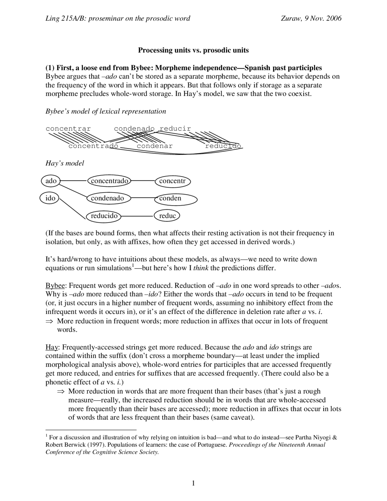 Processing Units Versus Prosodic Units - Notes | ITALIAN 0270 - Docsity