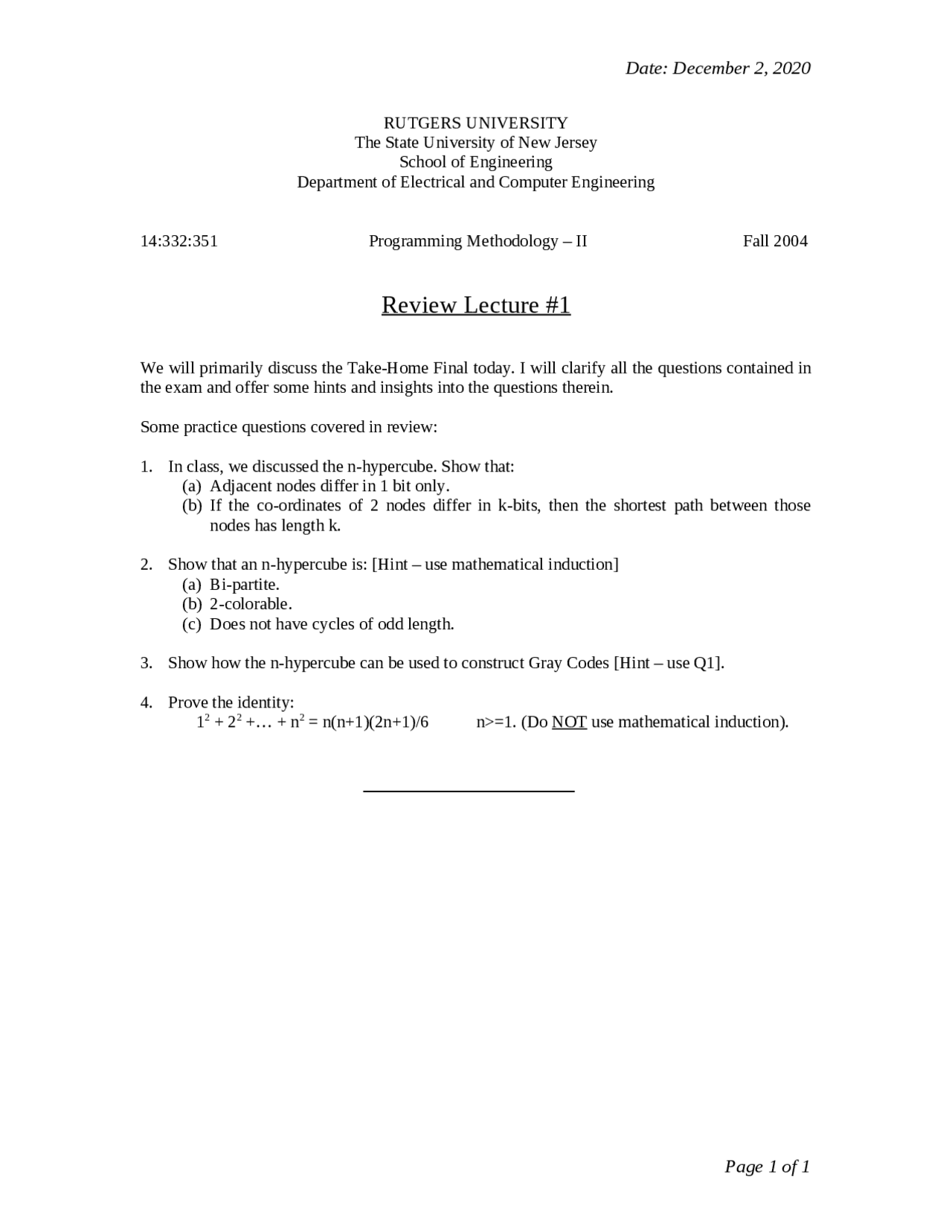 Review Questions on Programming Methodology II | 332 351 - Docsity