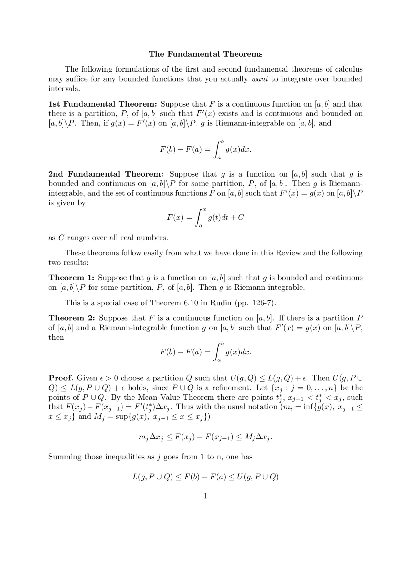 The Fundamental Theorems Lecture Notes Math 09a Docsity The Fundamental Theorems Lecture Notes Math 09a Docsity