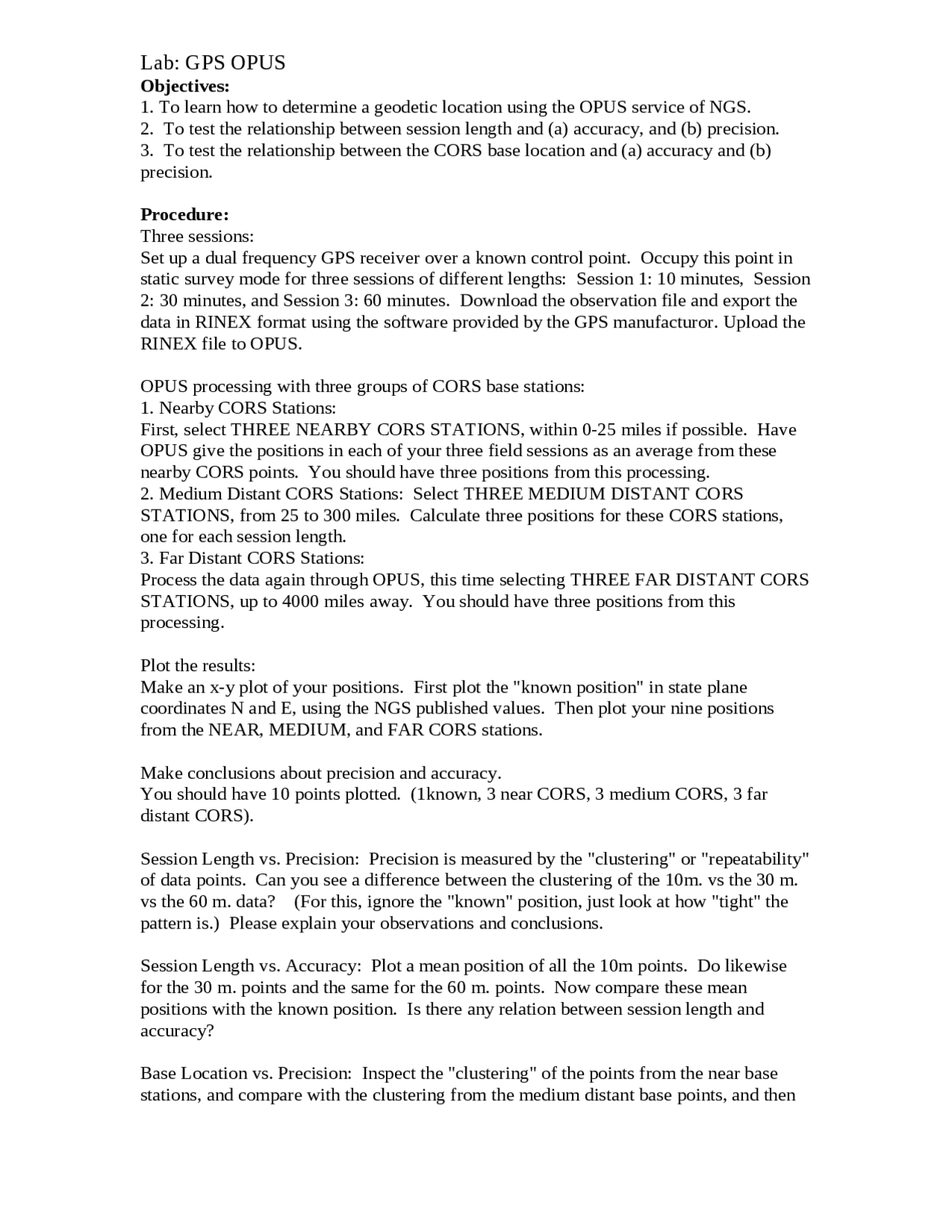 GPS Location Determination: OPUS Lab Report | Lab Reports Earth ...