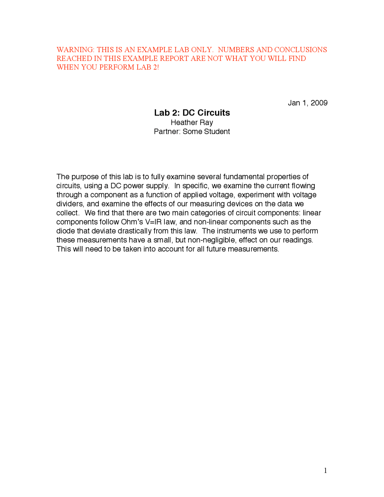 Lab 2: DC Circuits - Laboratory Physics 1 | PHY 4802L - Docsity