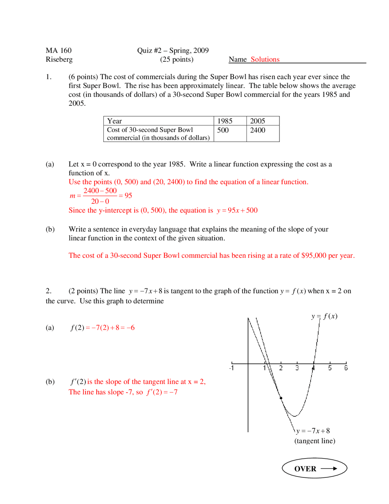 5 Questions with Solution - Elementary Applied Calculus I - Quiz 2 | MA ...