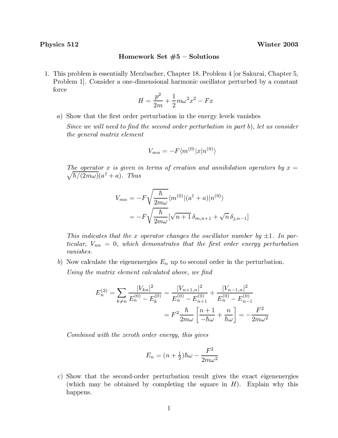 Quantum Physics Homework Example Homework Set 5 with Solutions - Quantum Theory and Atomic II | PHYSICS ...
