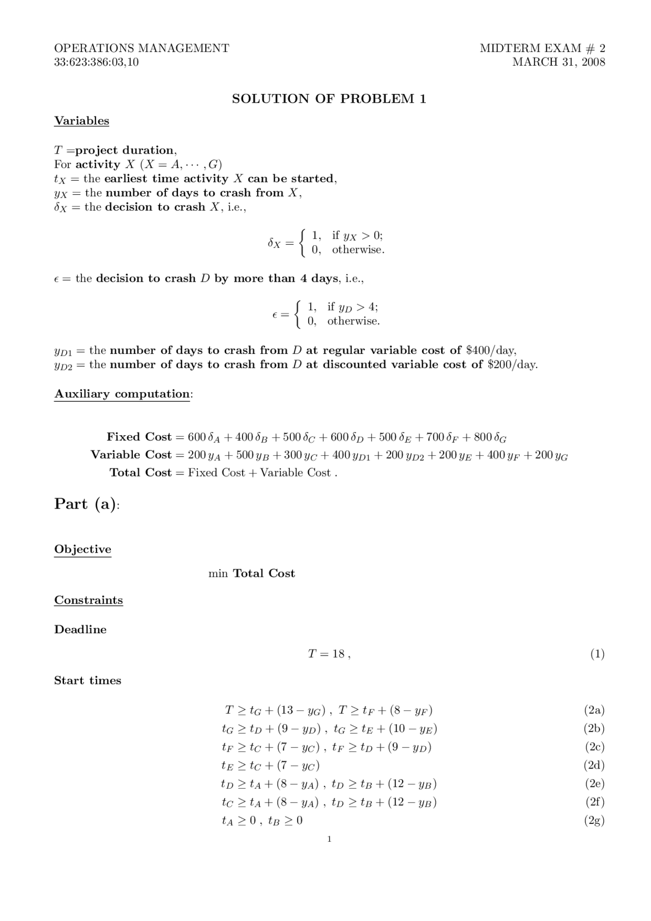 Midterm Exam 2 with Solutions | Operations Management | 623 386 - Docsity