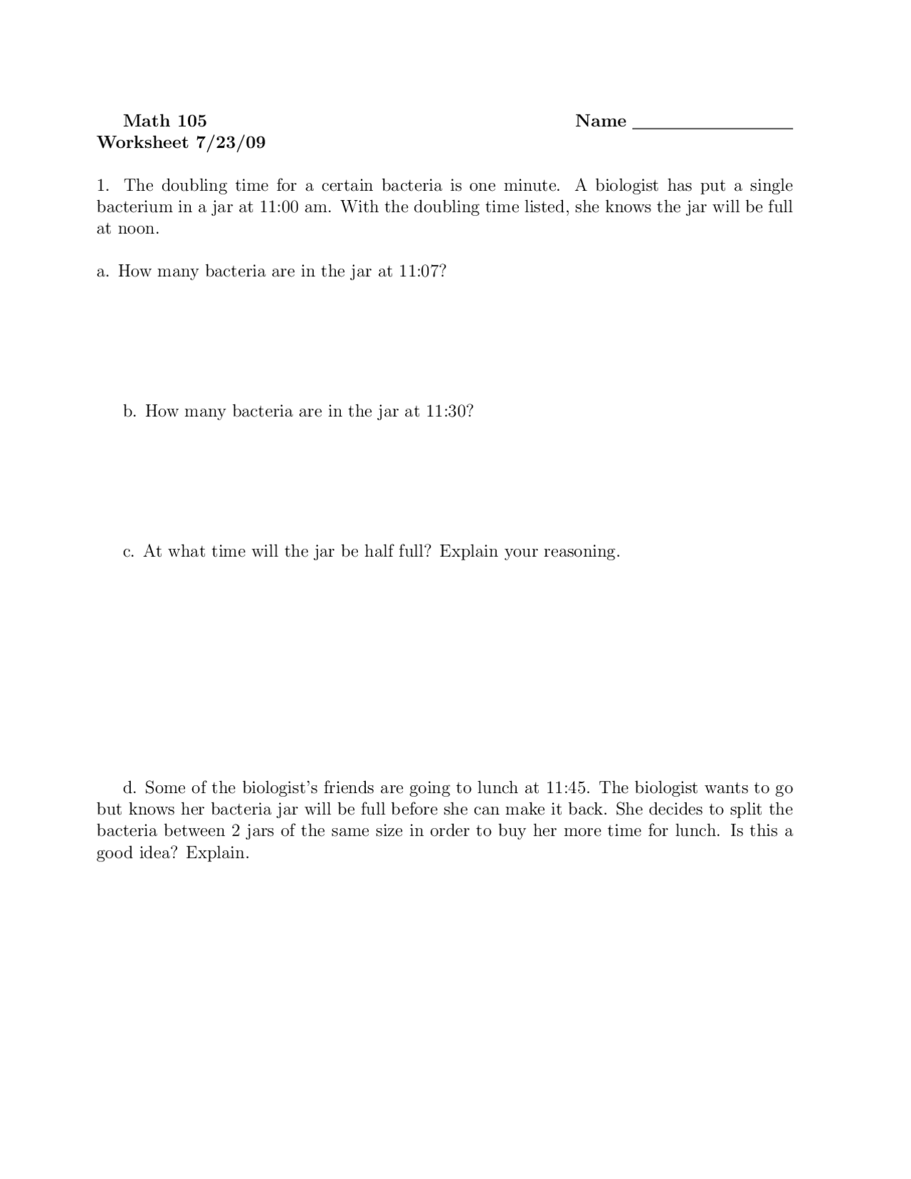 Assignment 2 for University Mathematical | MATH 105 - Docsity