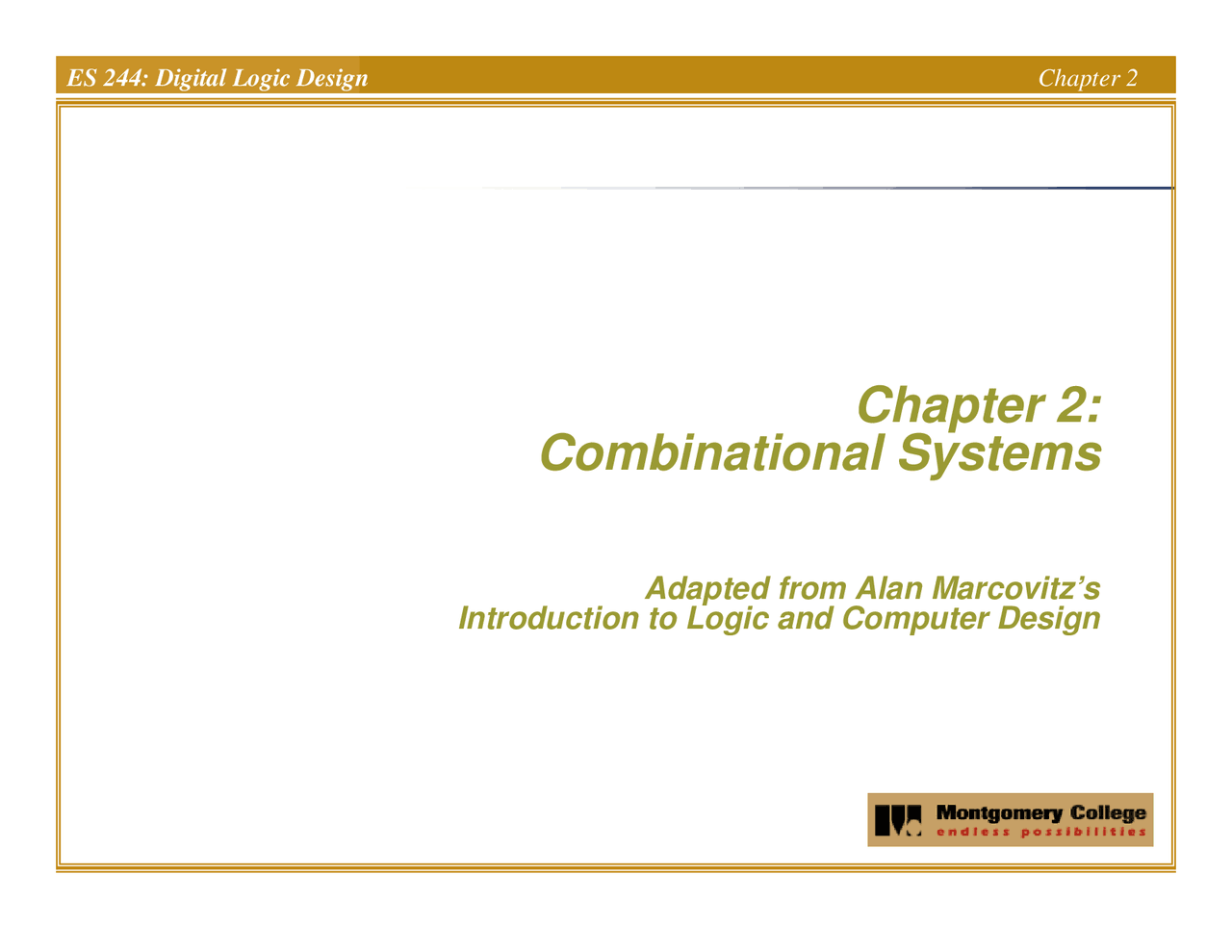 Chapter 2: Combinational System - Digital Logic Design | EE 244 - Docsity
