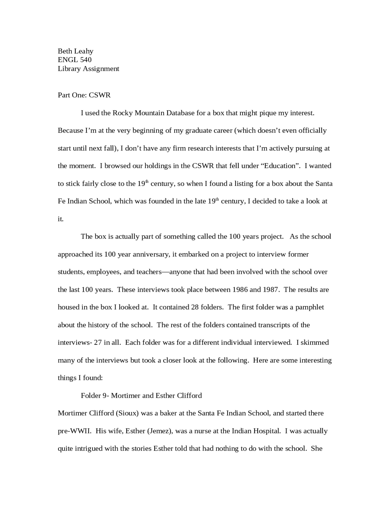 Library Assignment for Writing and Cultural Studies | ENGL 540 - Docsity