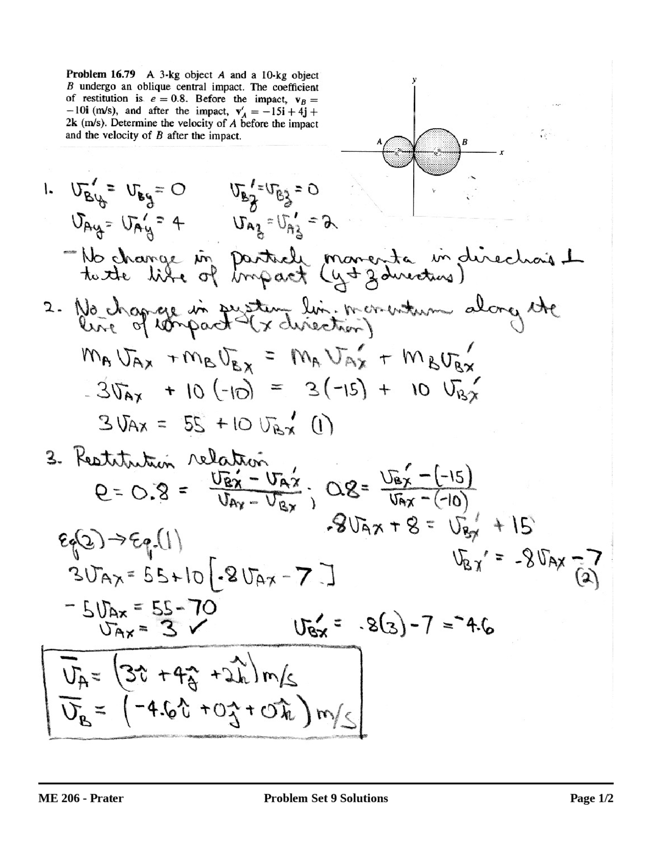 Mechanics II: Dynamics - Problems with Solution | ME 206 - Docsity