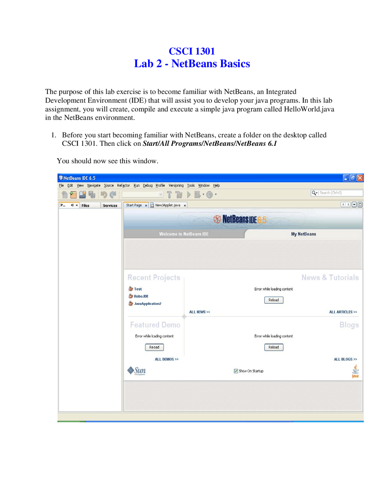 Netbeans Basics - Lab 2 | Introduction to Computing and Programming ...