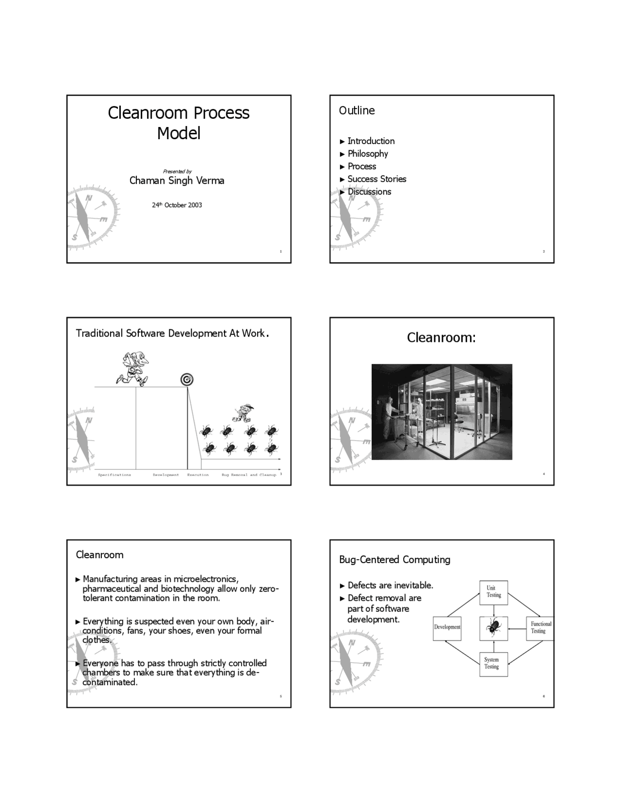 Clean Room Process Model Cleanroom Process Model – Lecture Slides | CSCI 780 - Docsity