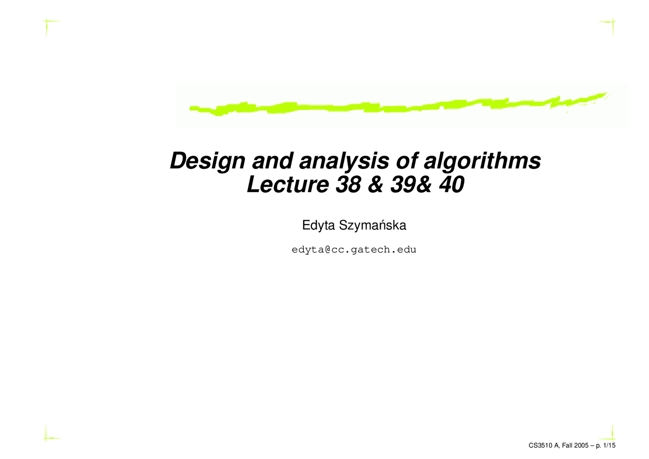 Euclid's Algorithm - Design and Analysis-Algorithms - Slides | CS 3510 ...