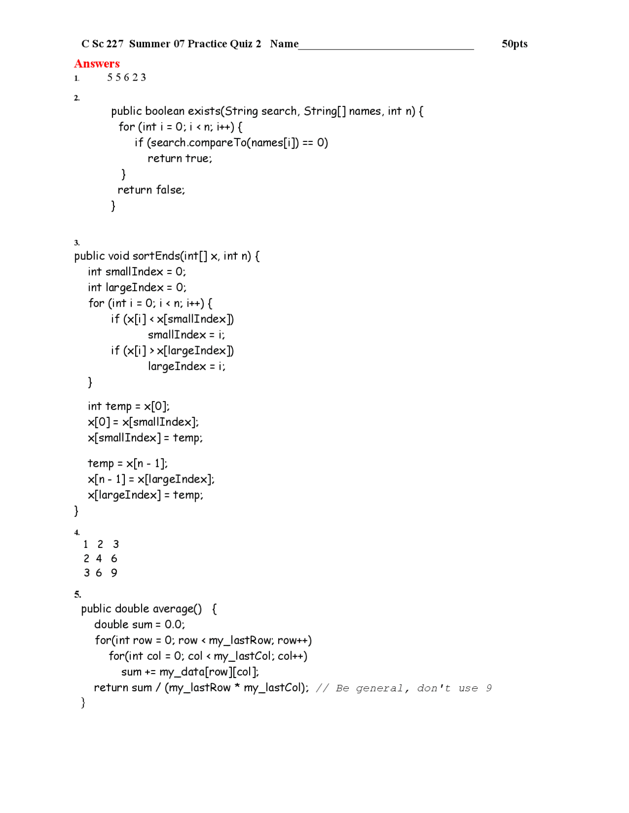 Solved Quiz II - Program Design and Development | C SC 227 - Docsity
