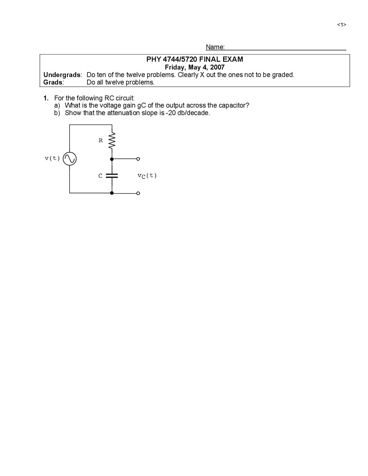 12 Problems of Electronic Instrument - Final Exam | PHY 4744C | Exams ...