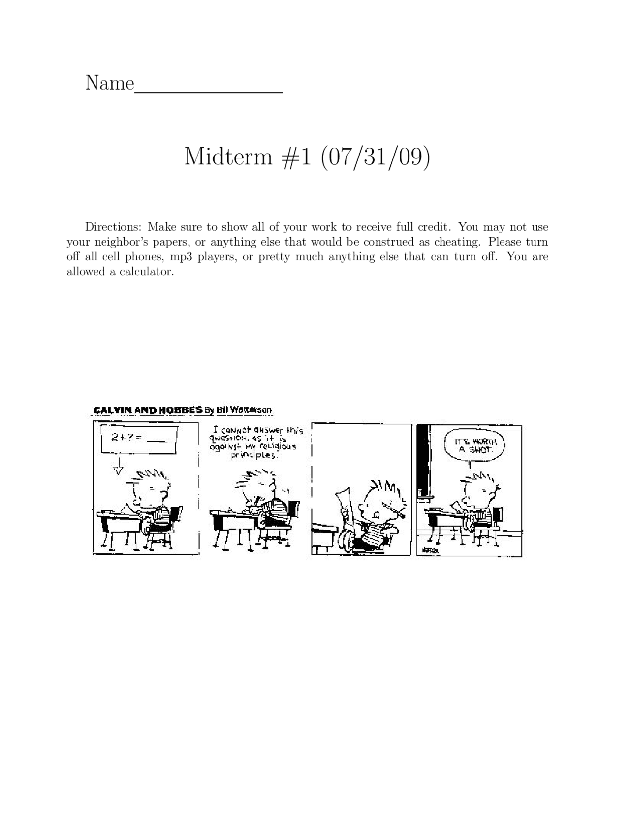 Midterm Exam Questions - Mathematics | MATH 106 - Docsity