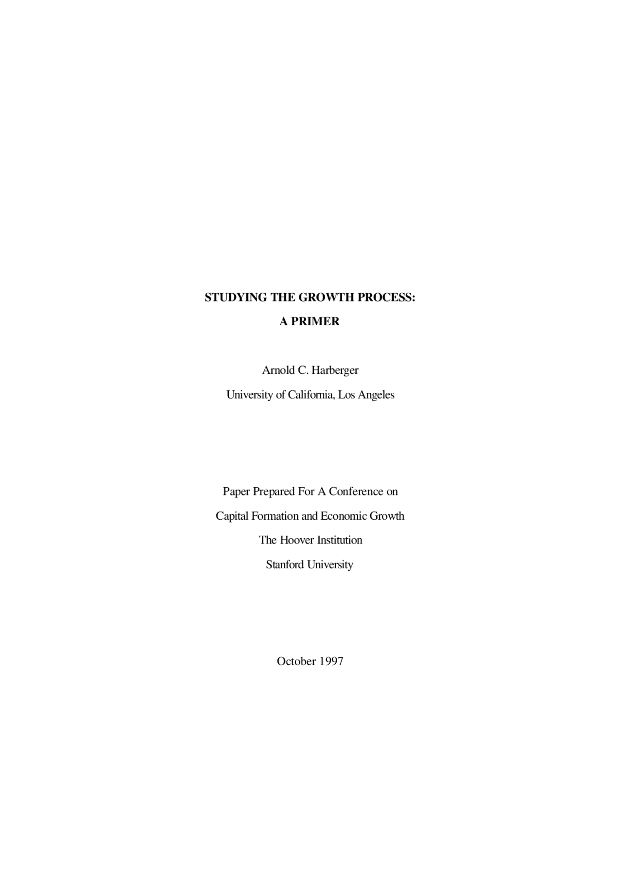 Studying the Growth Process, A Primer Paper KOREA 0105A Docsity