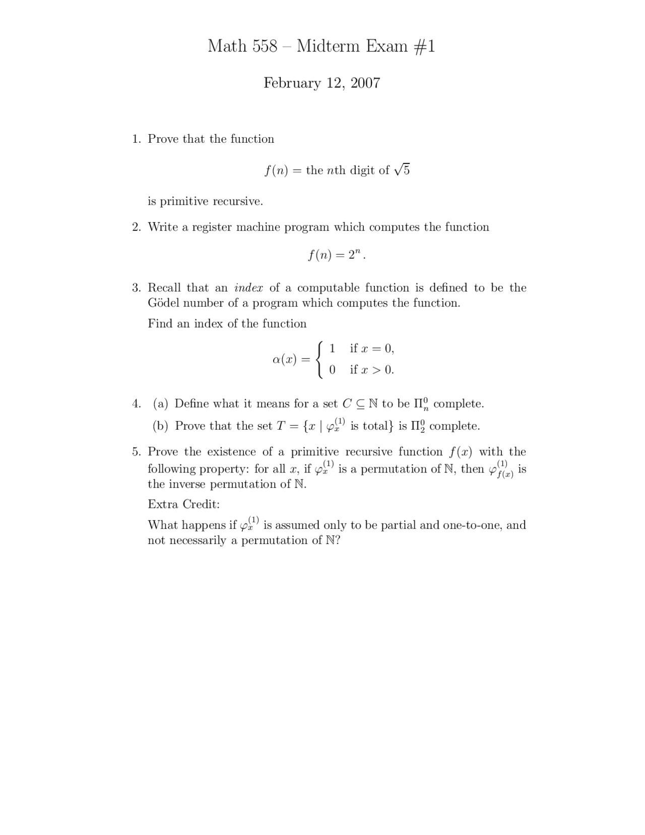 Practice Questions for Midterm Exam 1 - Foundations of Mathematics I ...