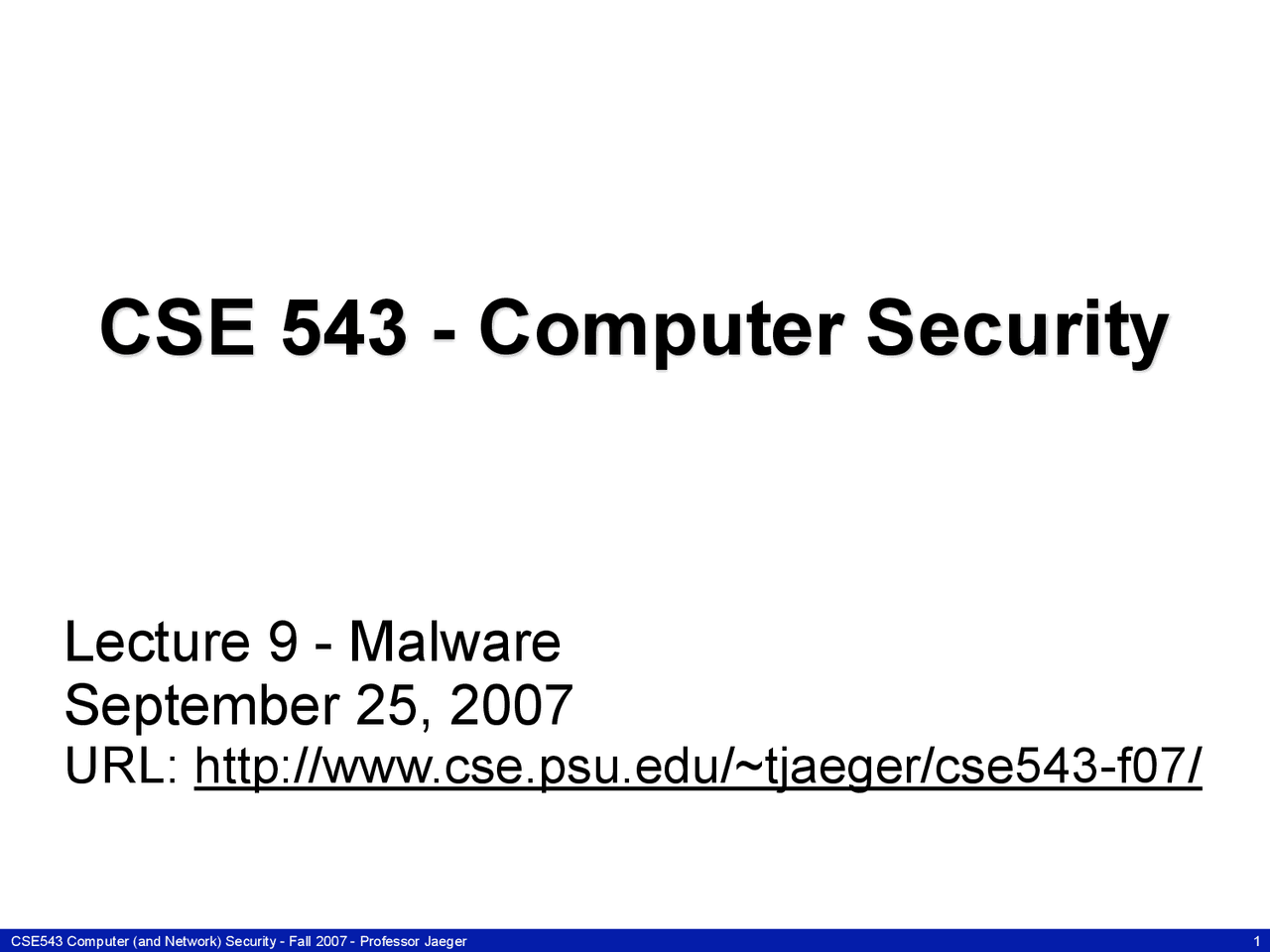 Malware Lecture Note - Computer Security | CSE 543 | Study notes ...