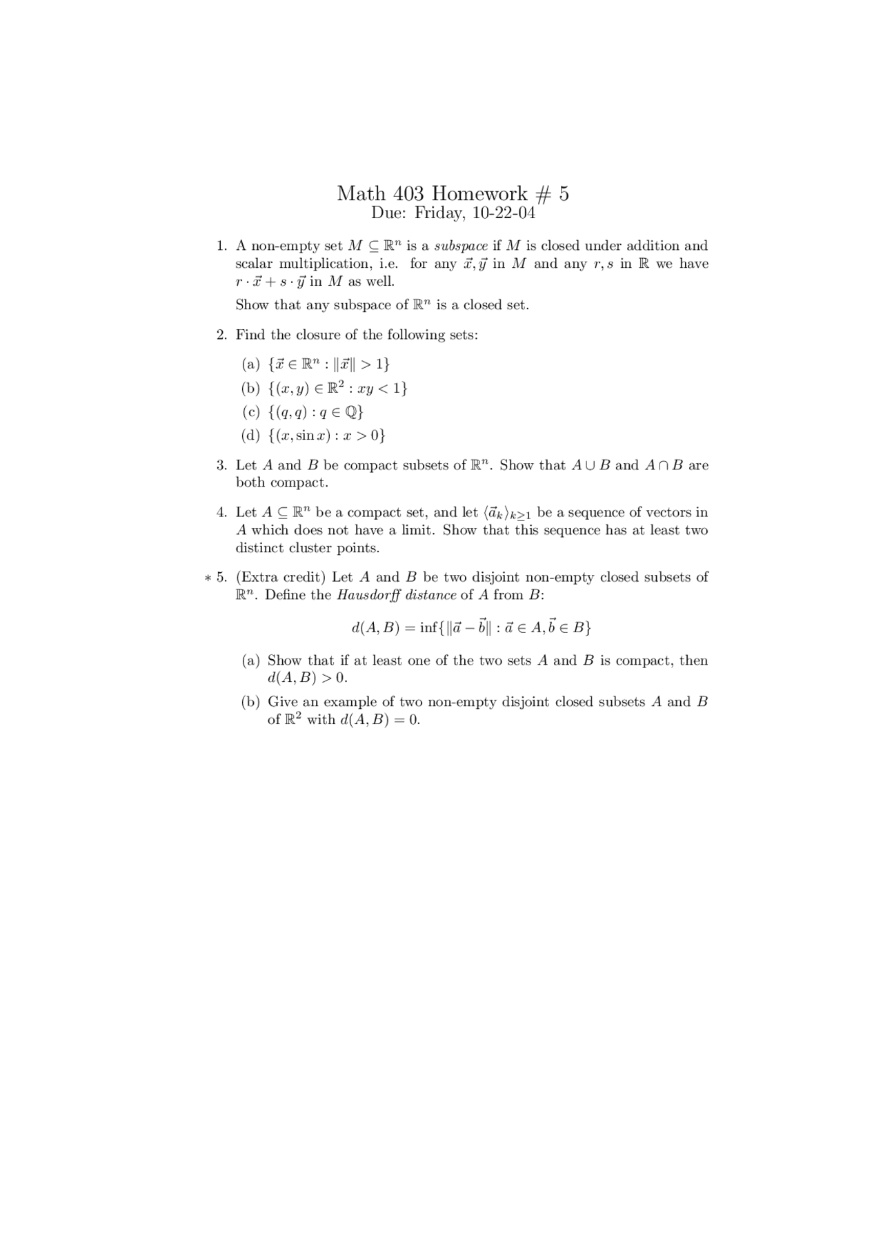 Classical Analysis Math Homework 5 with 5 Practice Problems on Classical Analysis I | MATH 403 ...