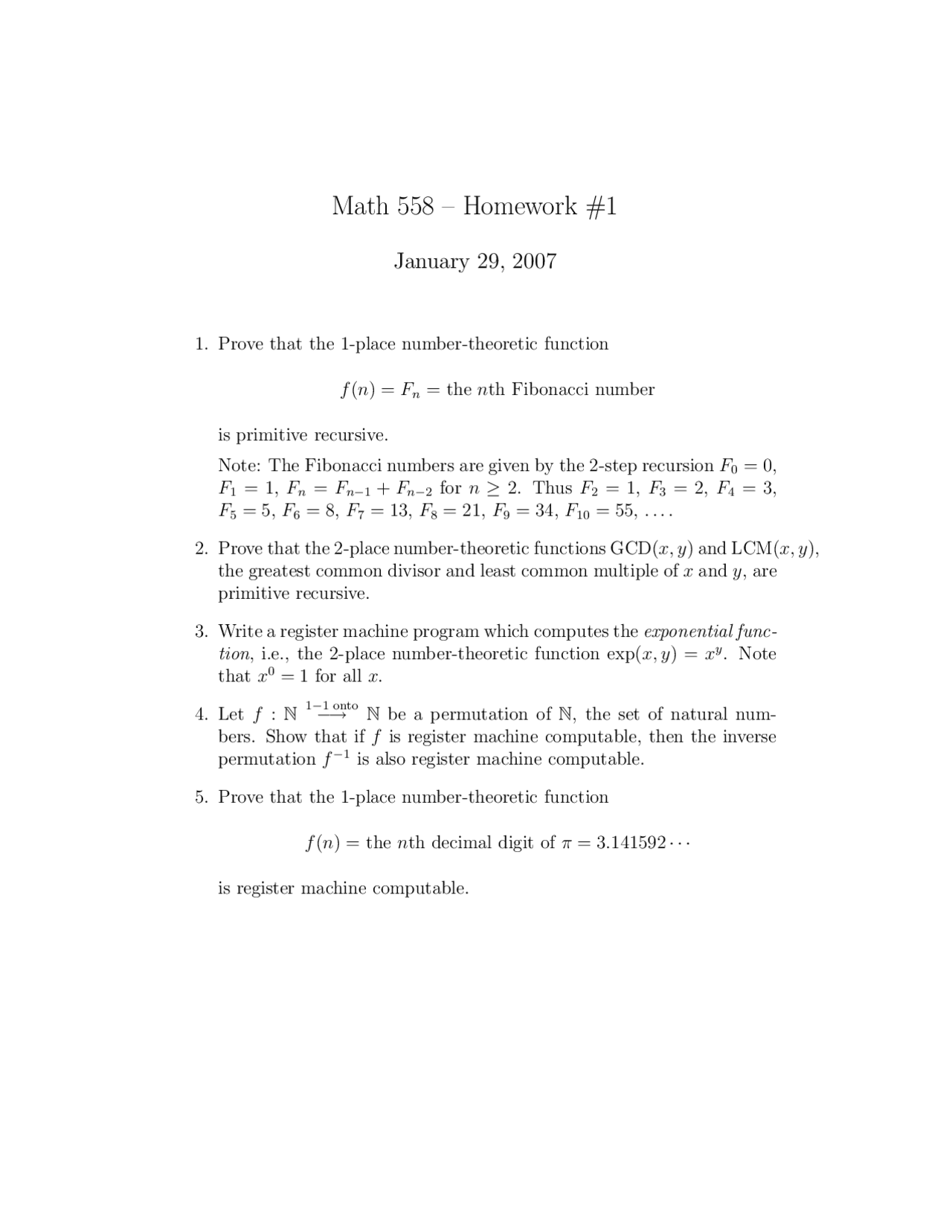 Fundamental Mathematics Example Problem 5 Practice Problems on Foundations of Mathematics I - Homework 1 | MATH ...
