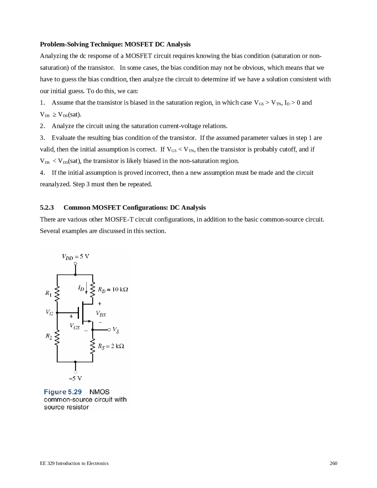 ProblemSolving Technique Mosfet DC Analysis EE 329 Study notes