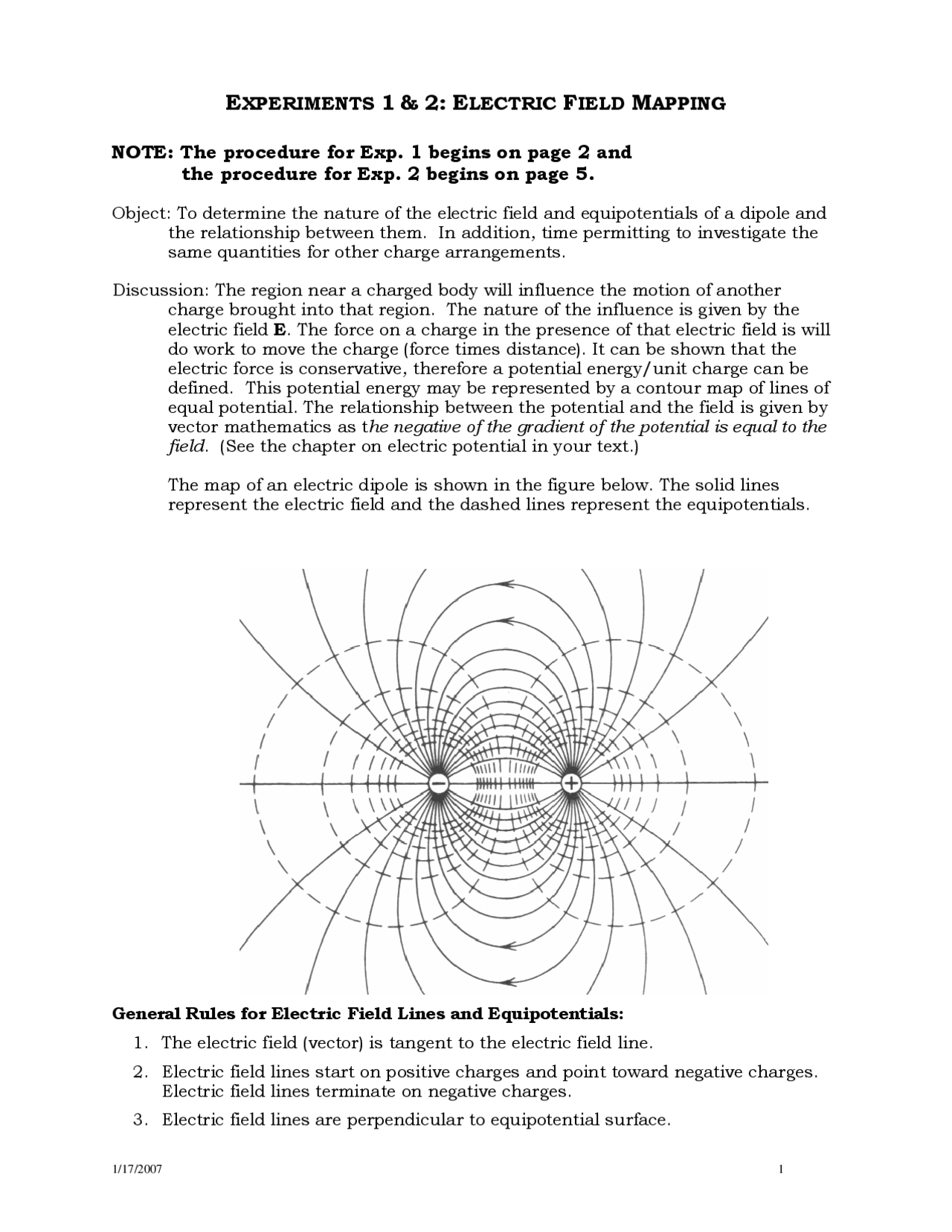 Electrical Map Example Science Electric Field Mapping - General Physics: Electricity and Magnetism ...
