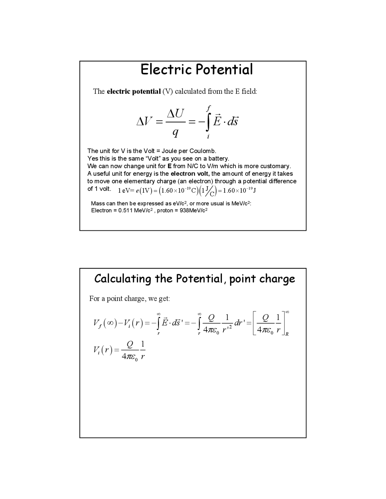 Lecture Slides on Electric Potential - General Physics II | PHYS 408 ...