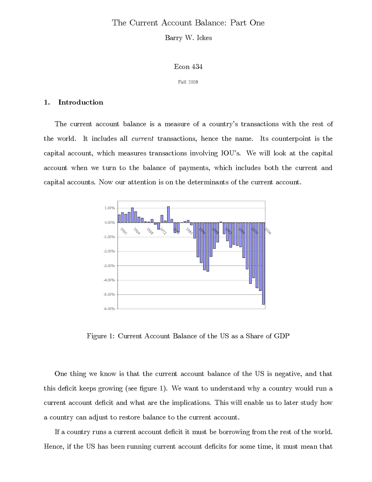 The Current Account Balance - Lecture Notes | ECON 434 - Docsity