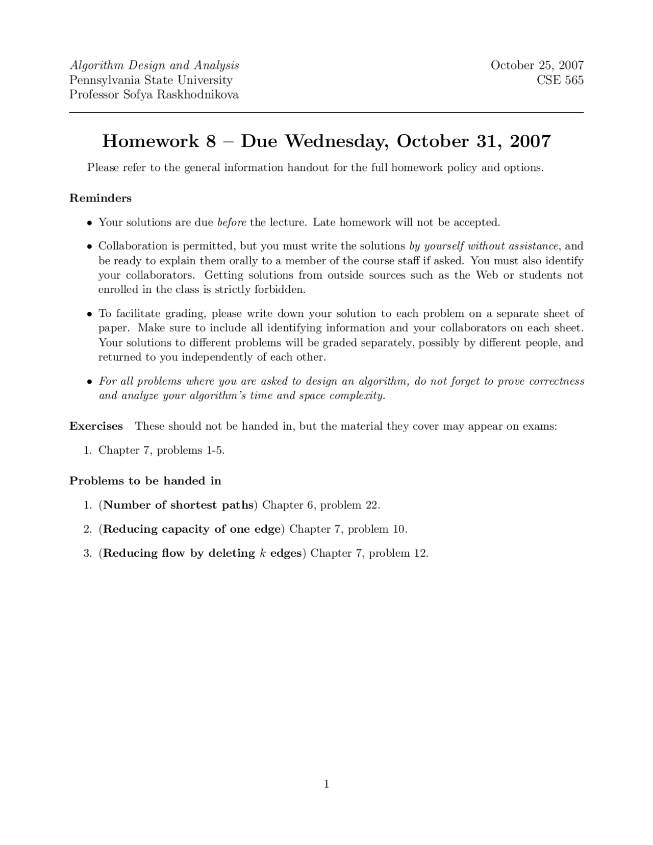 3 Practice Problems on Algorithm Design and Analysis - Homework 8 | CSE 565 | Assignments Computer Science | Docsity 3-practice-problems-on-algorithm-design-and-analysis-homework-8-cse-565-assignments-computer-science-docsity