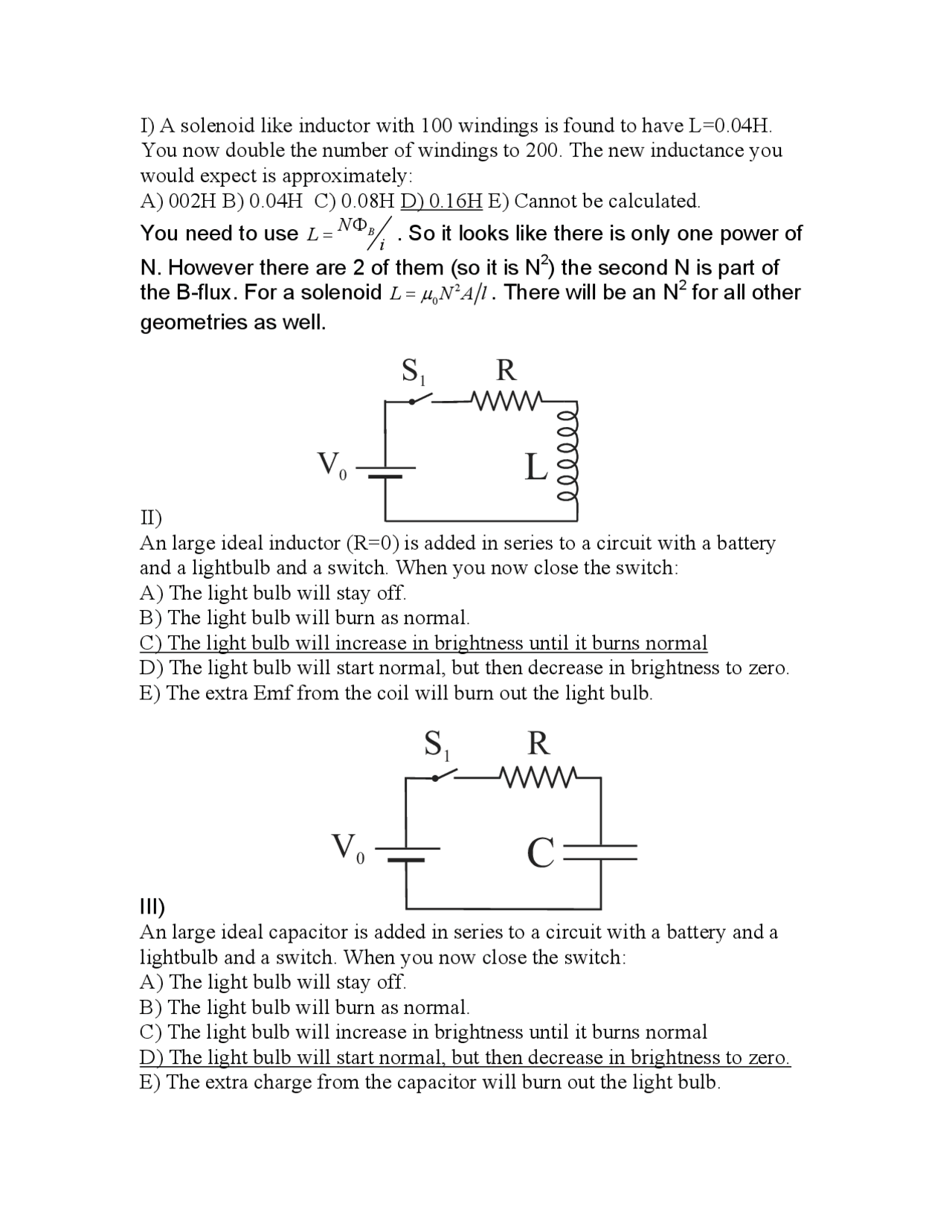 Sample Questions with Answer Key - General Physics II | PHYS 408 - Docsity