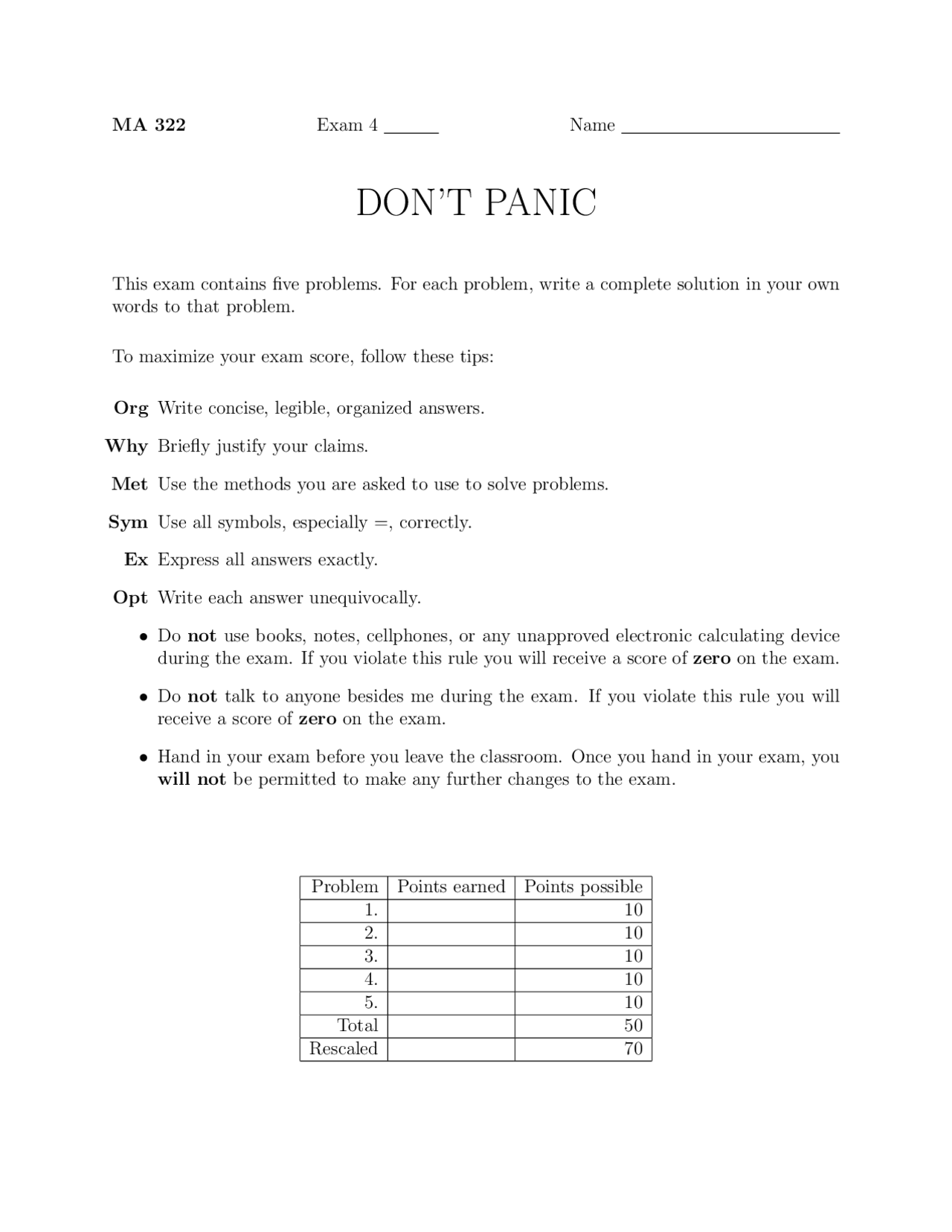 Practice Exam - Matrix Algebra and Applications | MA 322 | Exams ...