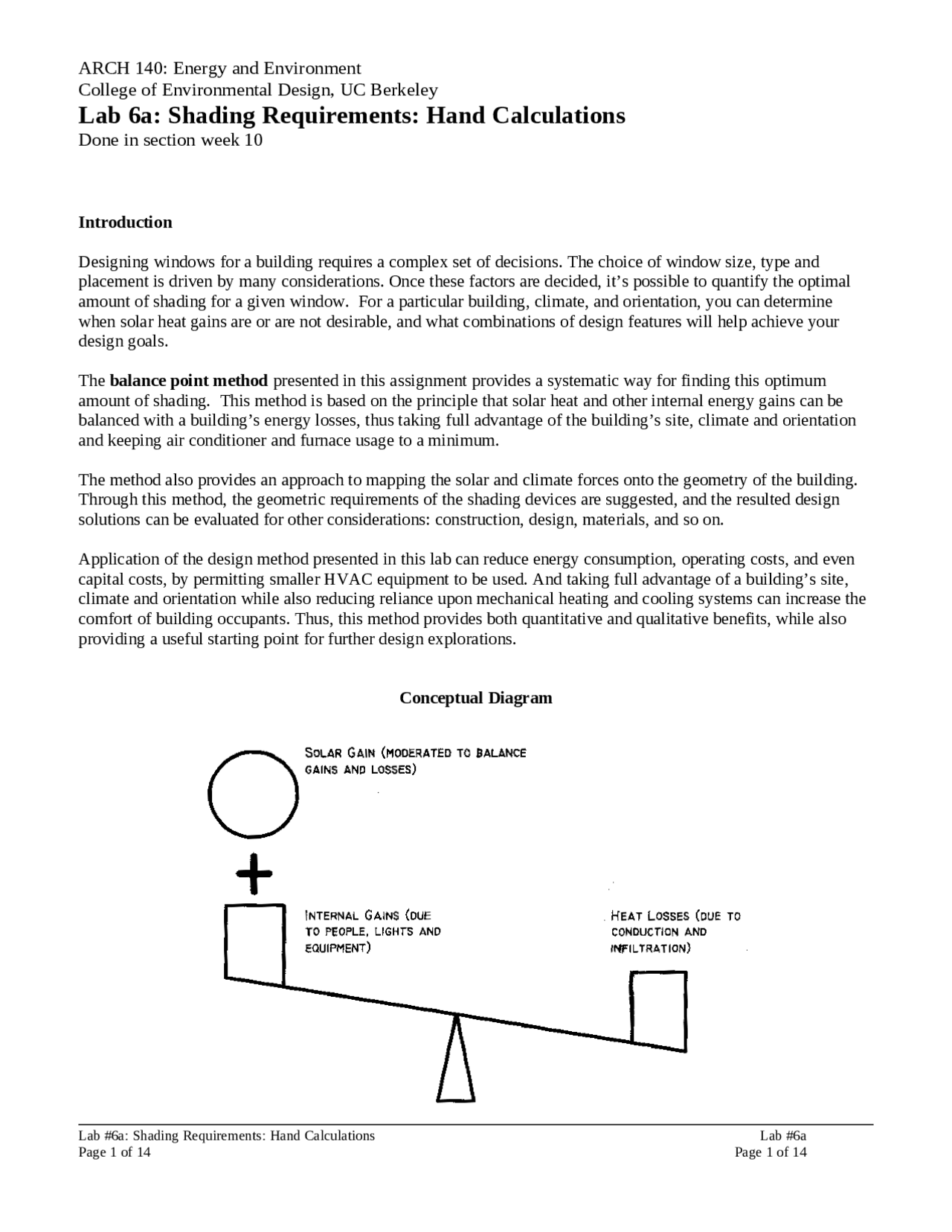 Lab 6: Shading Requirements: Hand Calculations - Energy and Environment ...