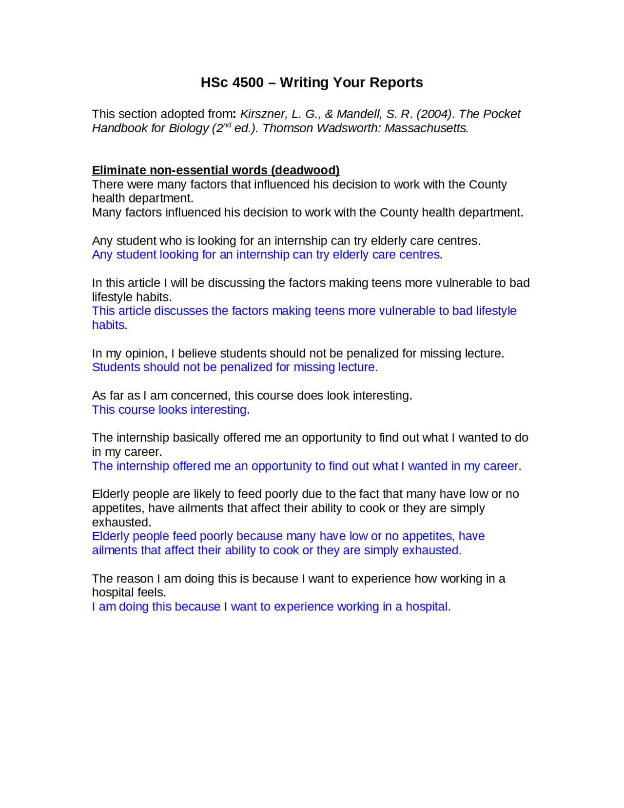 Writing your Reports - Study Guide | HSC 4500 - Docsity