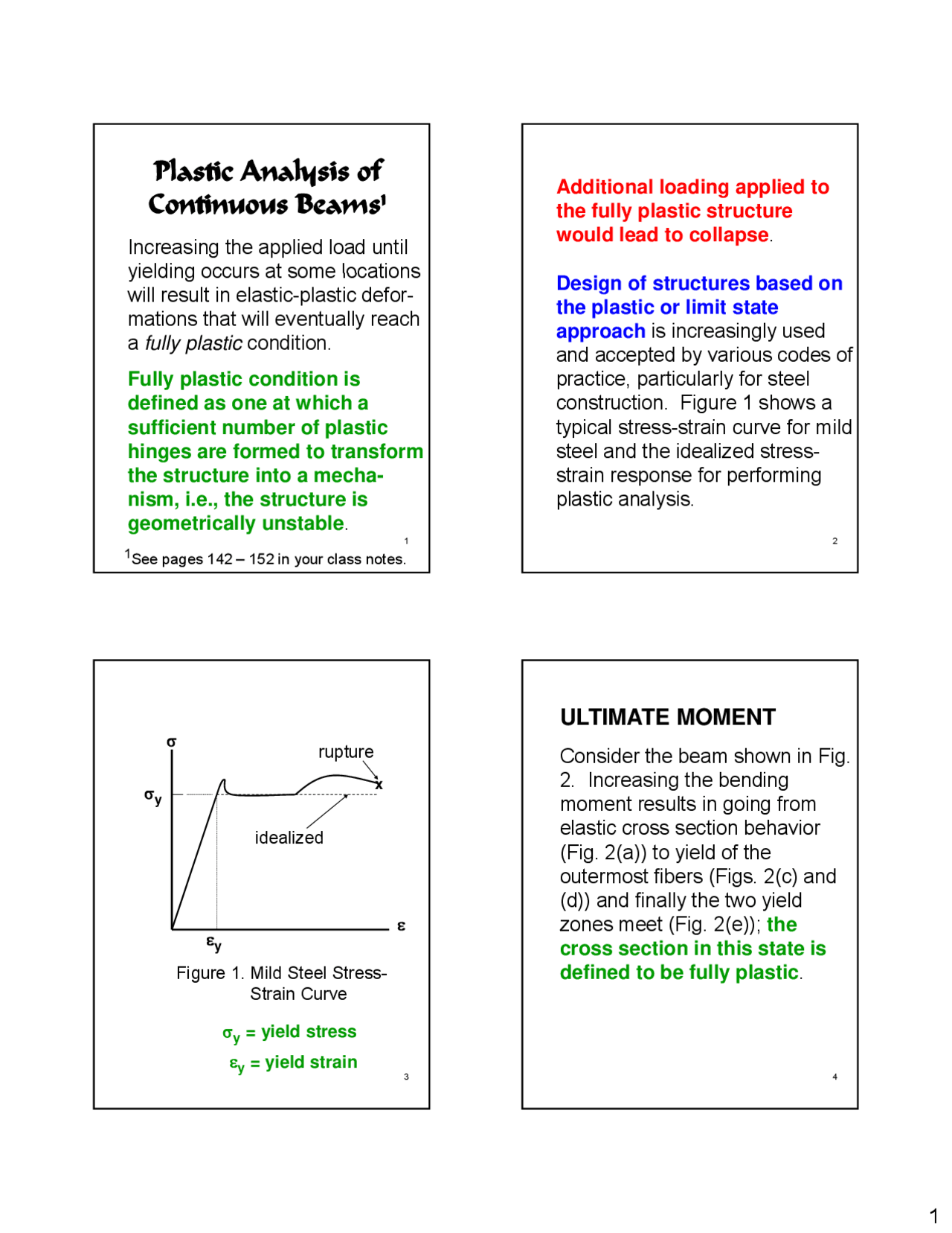 Plastic Analysis of Continuous Beams - Lecture Slides | CE 382 | Study ...