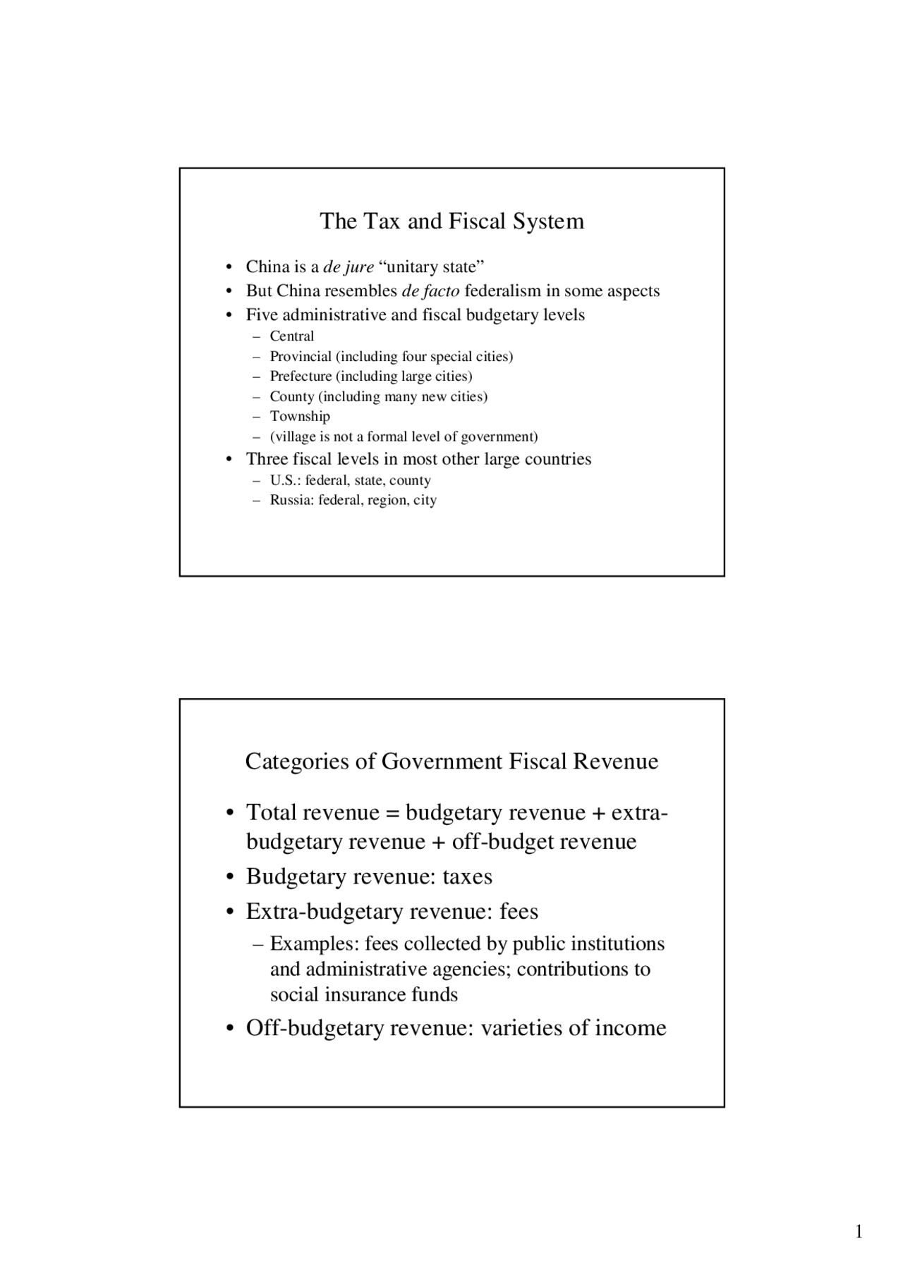 Fiscal System The Tax and Fiscal System - Lecture Slides | ECON 162 - Docsity