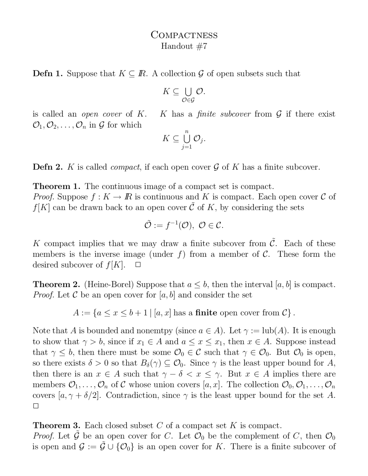 Compact Sets in Mathematics Definitions, Theorems, and Properties