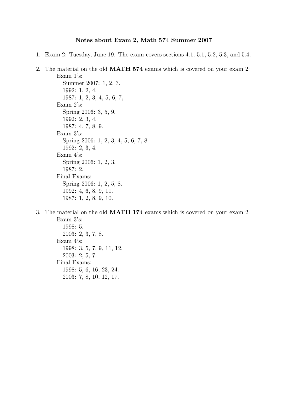 Review Sheet for Exam 2 - Discrete Math I | MATH 574 - Docsity