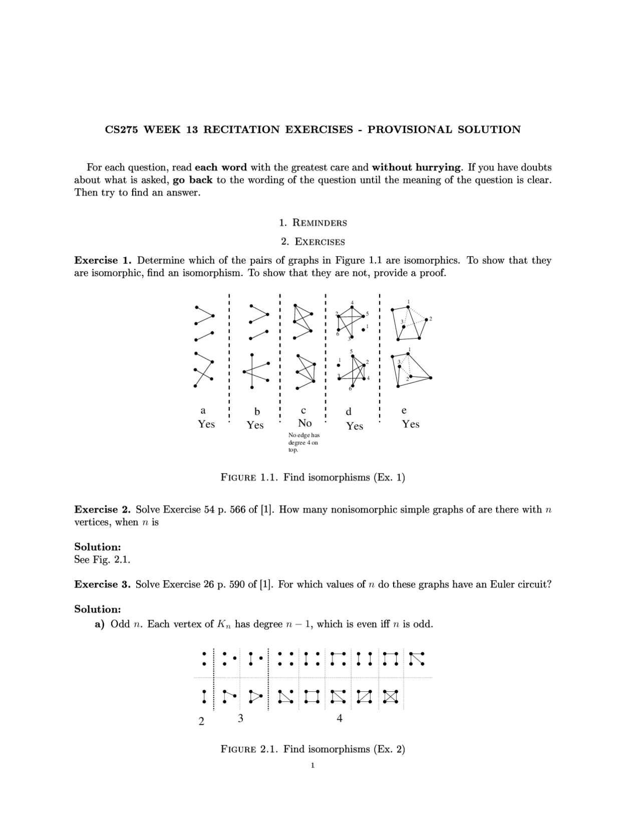 Math/cs Questions Examples Solved Assignment Questions - Discrete Mathematics | CS 275 - Docsity