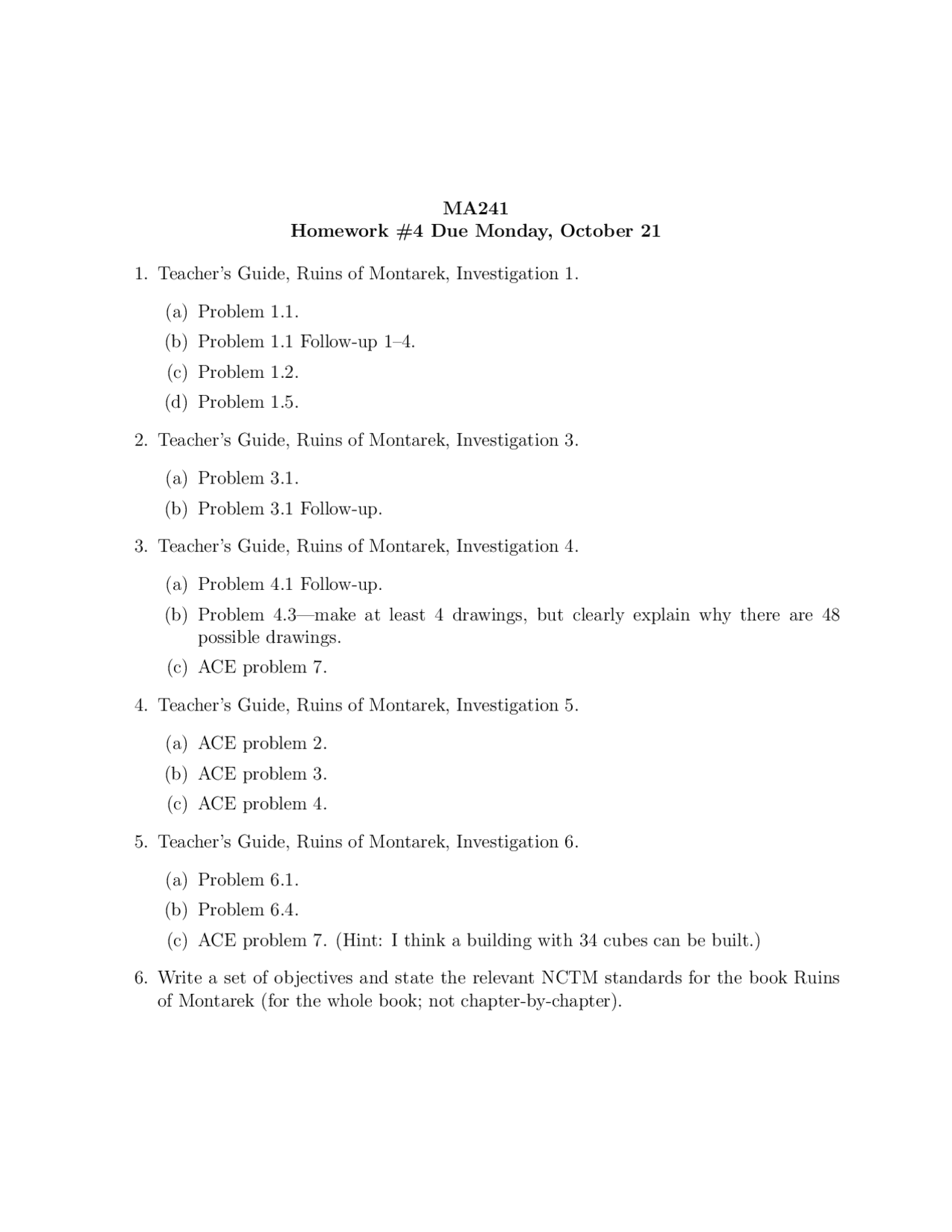 Assignment 4 Questions Geometry For Middle School Teachers MA 241 Docsity