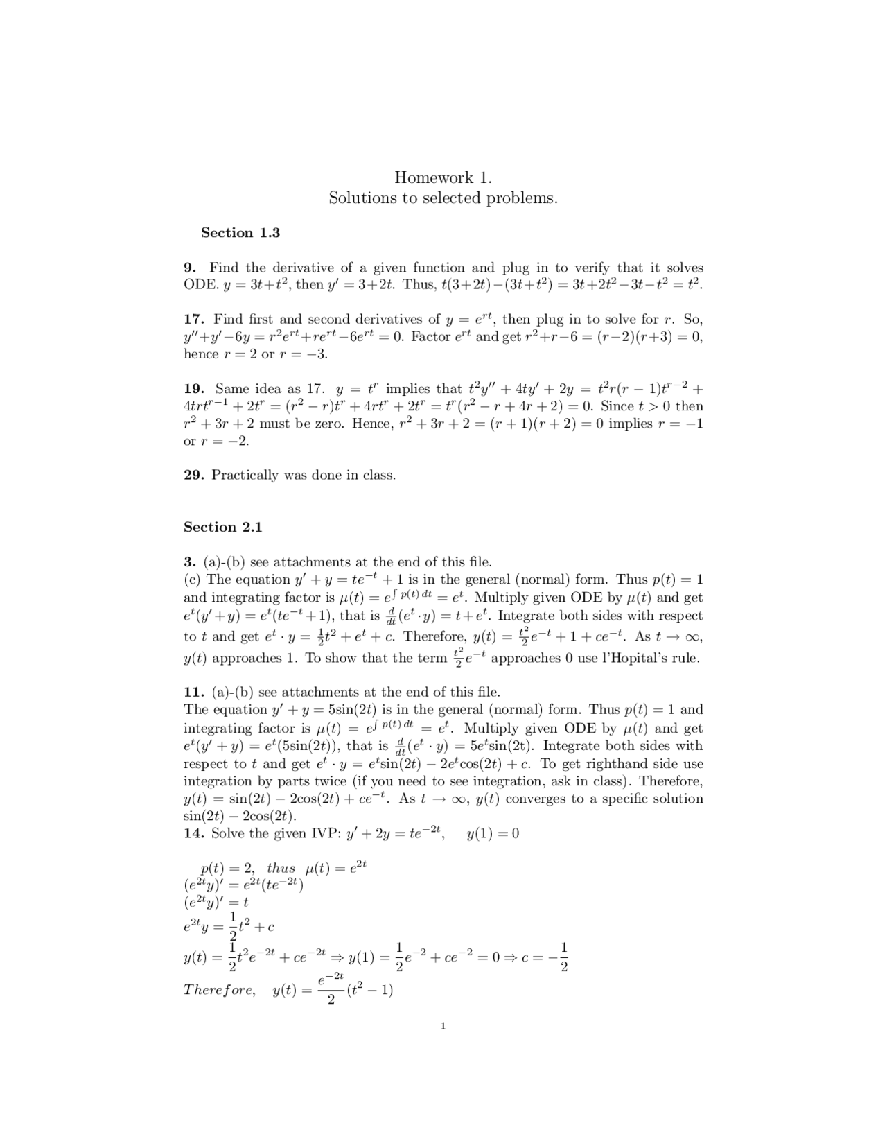 Solution to Selected Problems on Calculus IV - Homework 1 | MA 214 ...