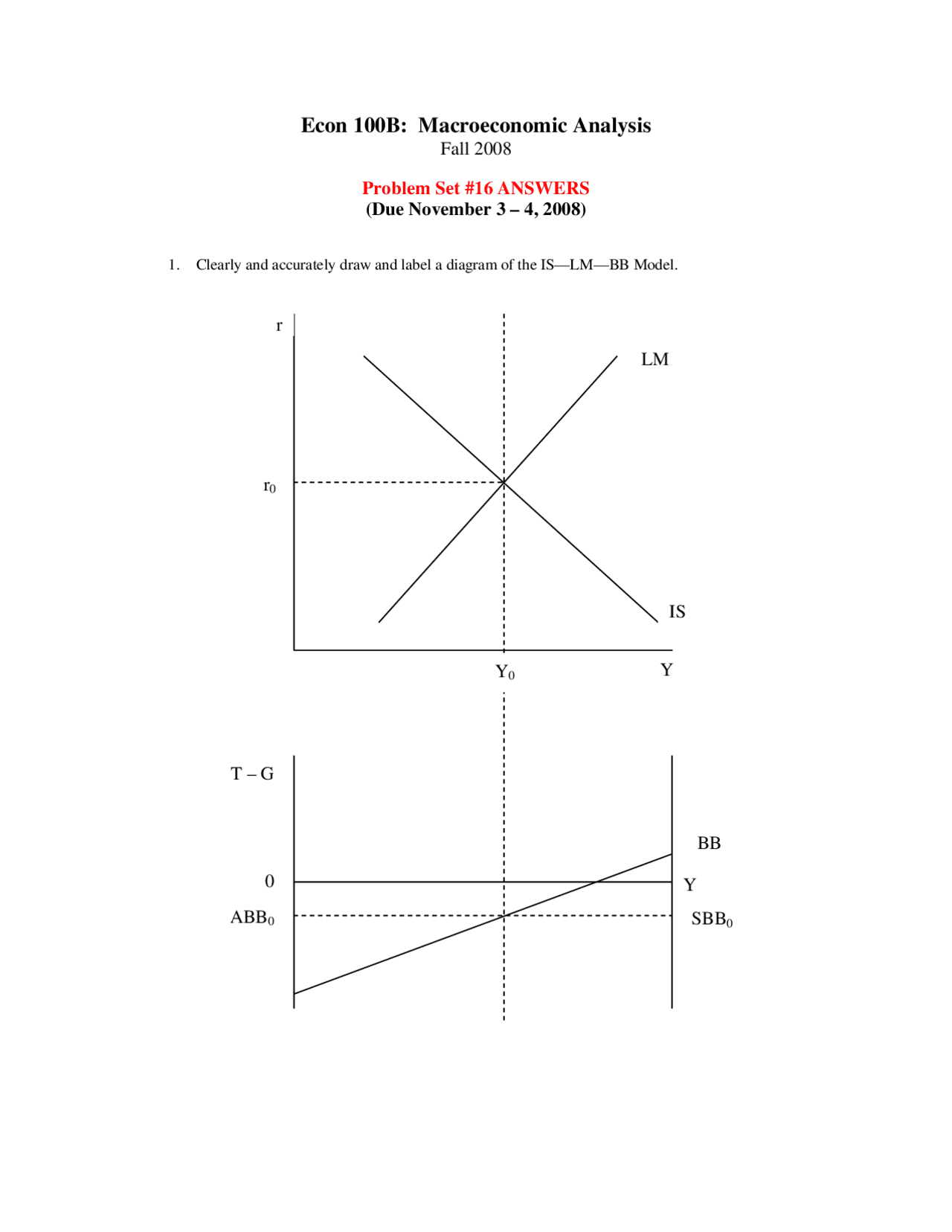 Problem Set 16 with Answers for Macroeconomic Analysis | ECON 100B ...