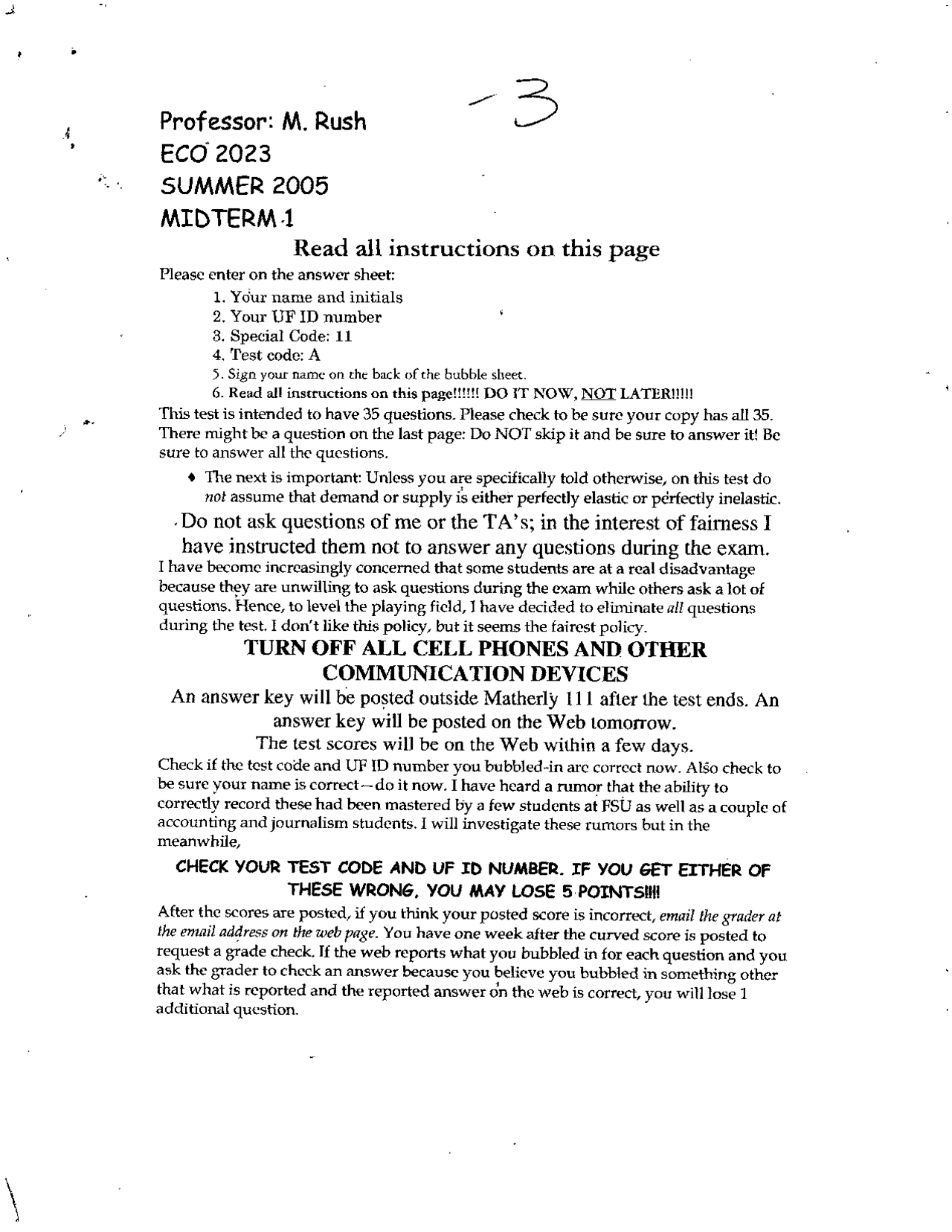 Midterm Exam 1 with Solution for Principles of Microeconomics | ECO ...