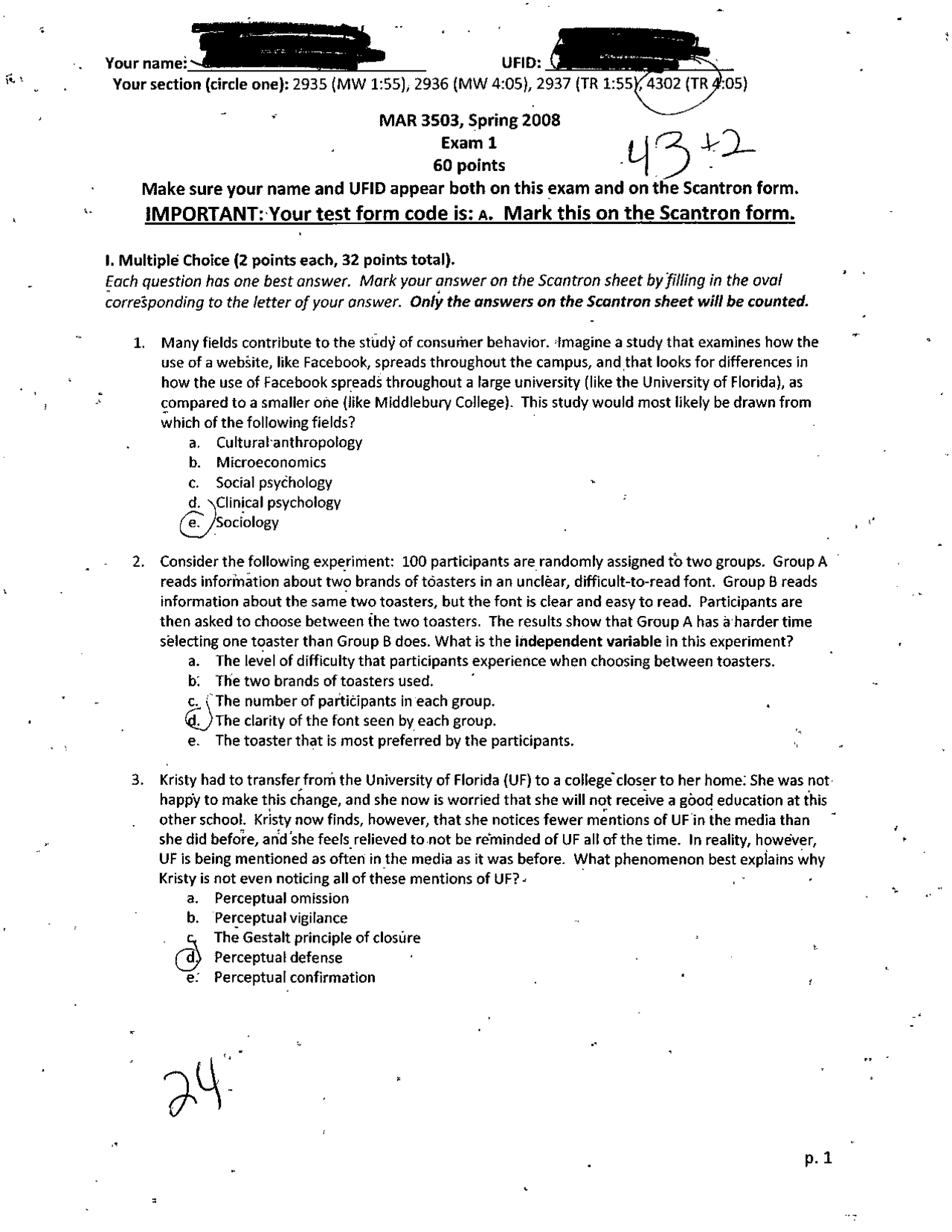 MCQs with Answer for Exam 1 - Consumer Behavior | 585544 | Exams ...