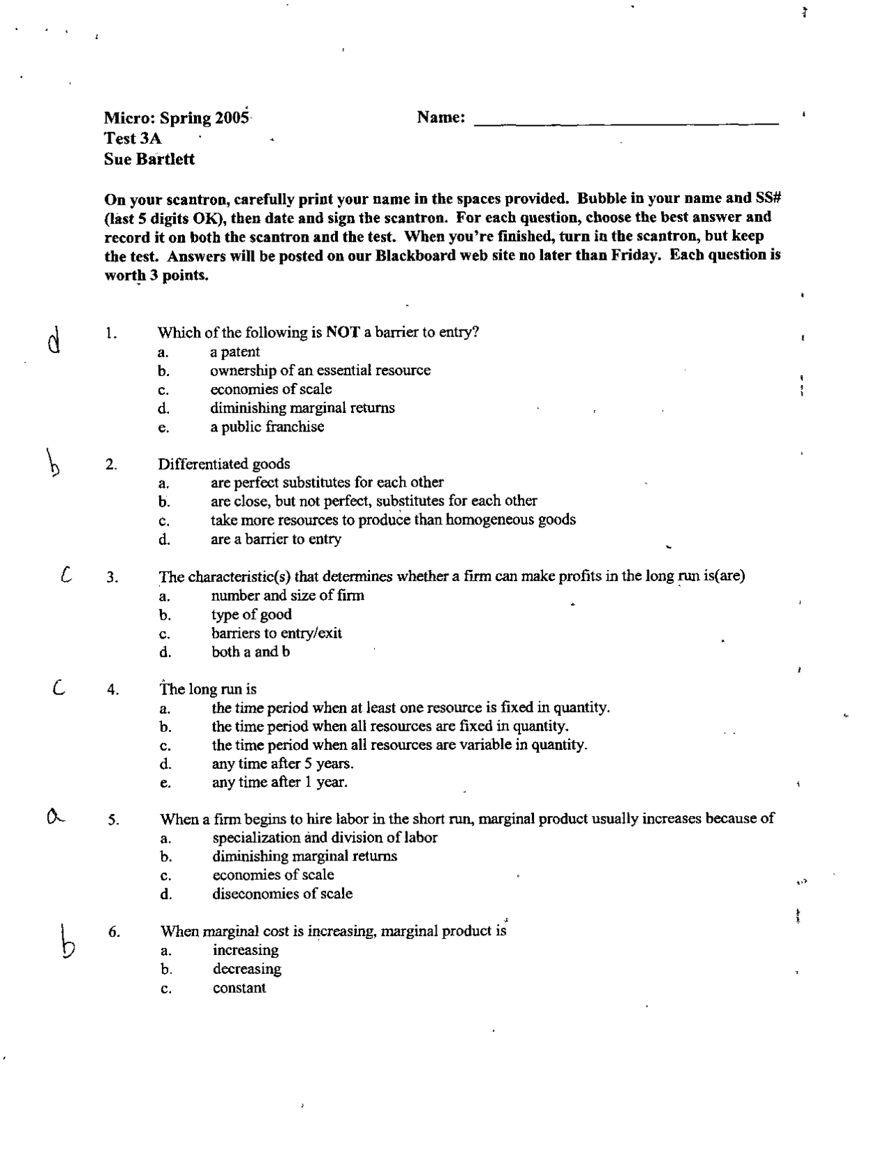 Exam 3 Form A with Answer Key - Principles of Microeconomics | ECO 2023 ...